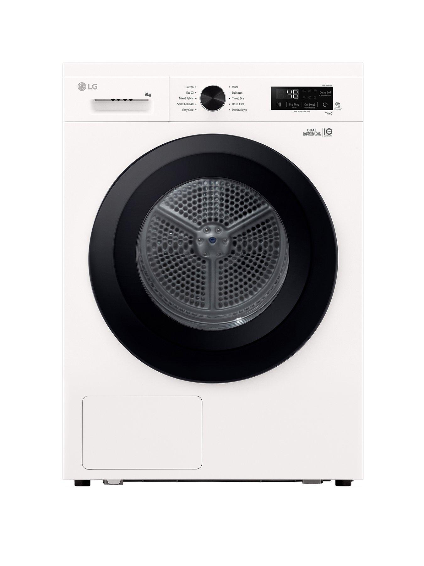 LG RHX1009NWK 9kg Load Hybrid™ DUAL Inverter Heat Pump Condenser Tumble Dryer with ThinQ WiFi Function - Glossy White