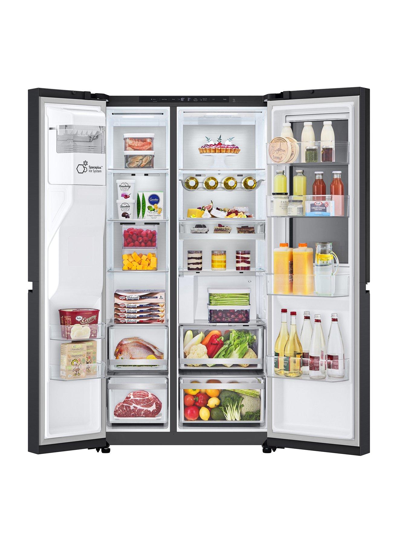  image of lg-instaview-gsxe90evad-628l-smart-inverter-american-style-fridge-freezer-black-steel