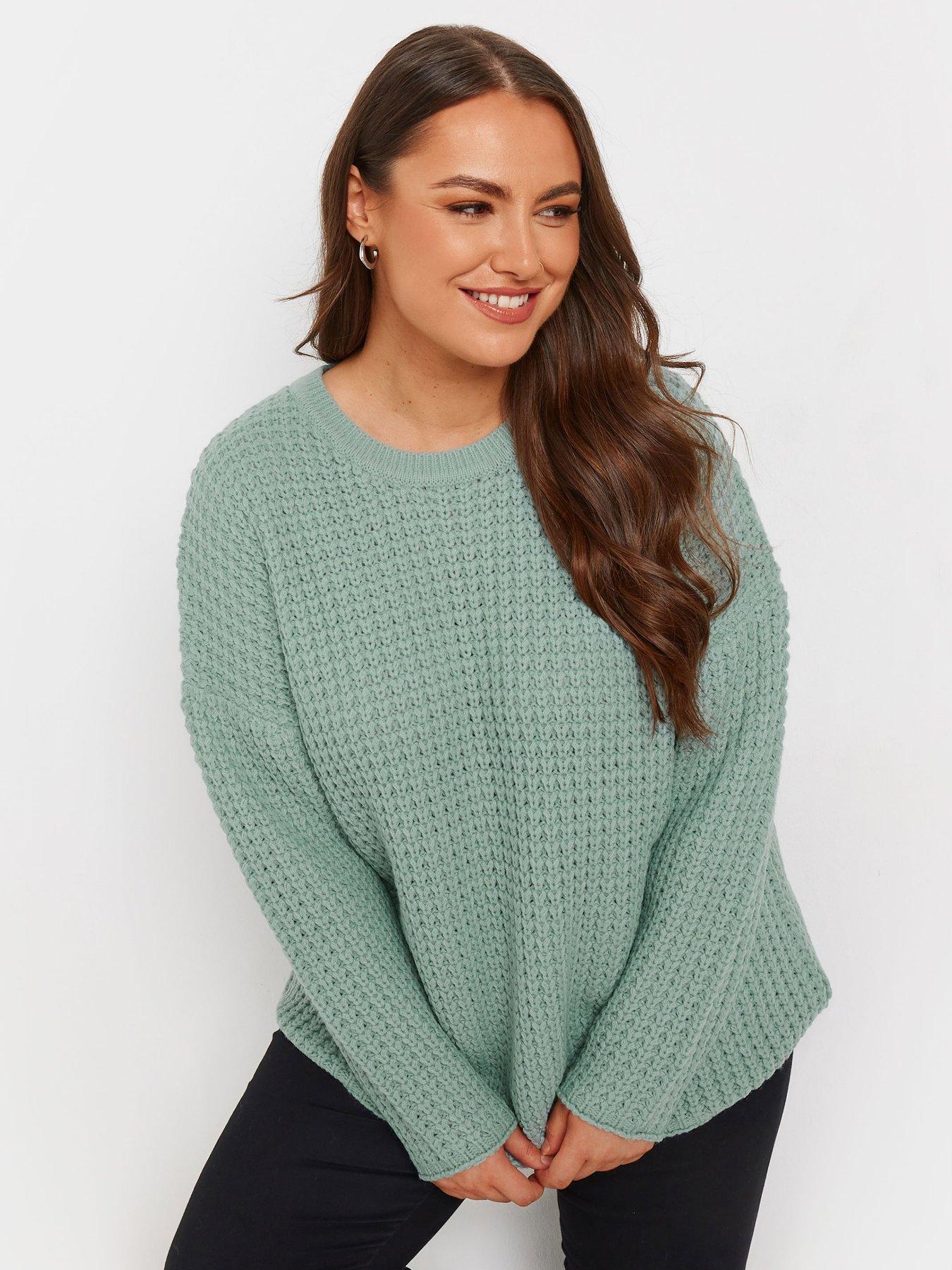 undefined Curve Waffle Crew Neck Jumper - Blue
