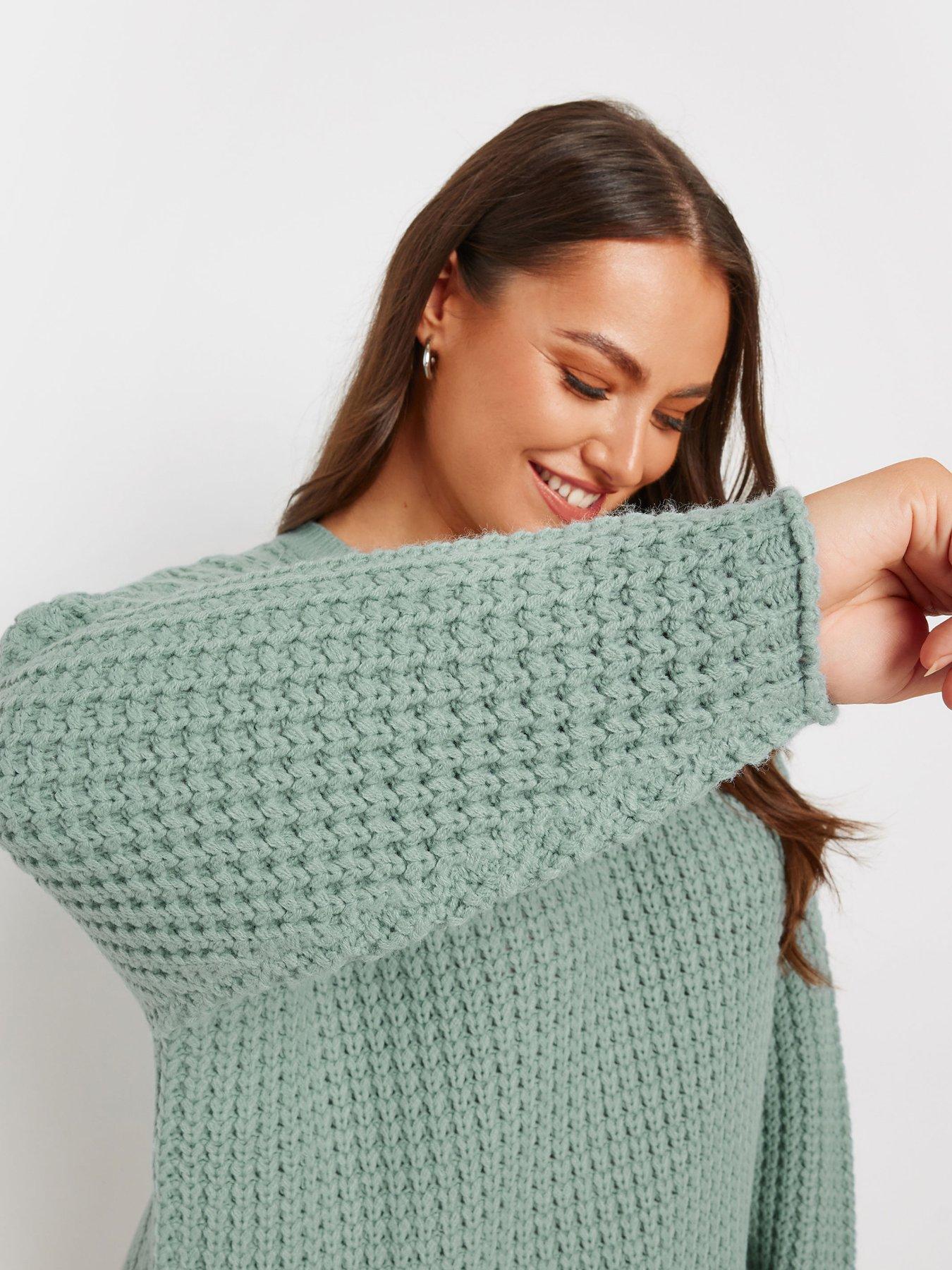 Image 4 of 4 of Yours Curve Waffle Crew Neck Jumper - Blue