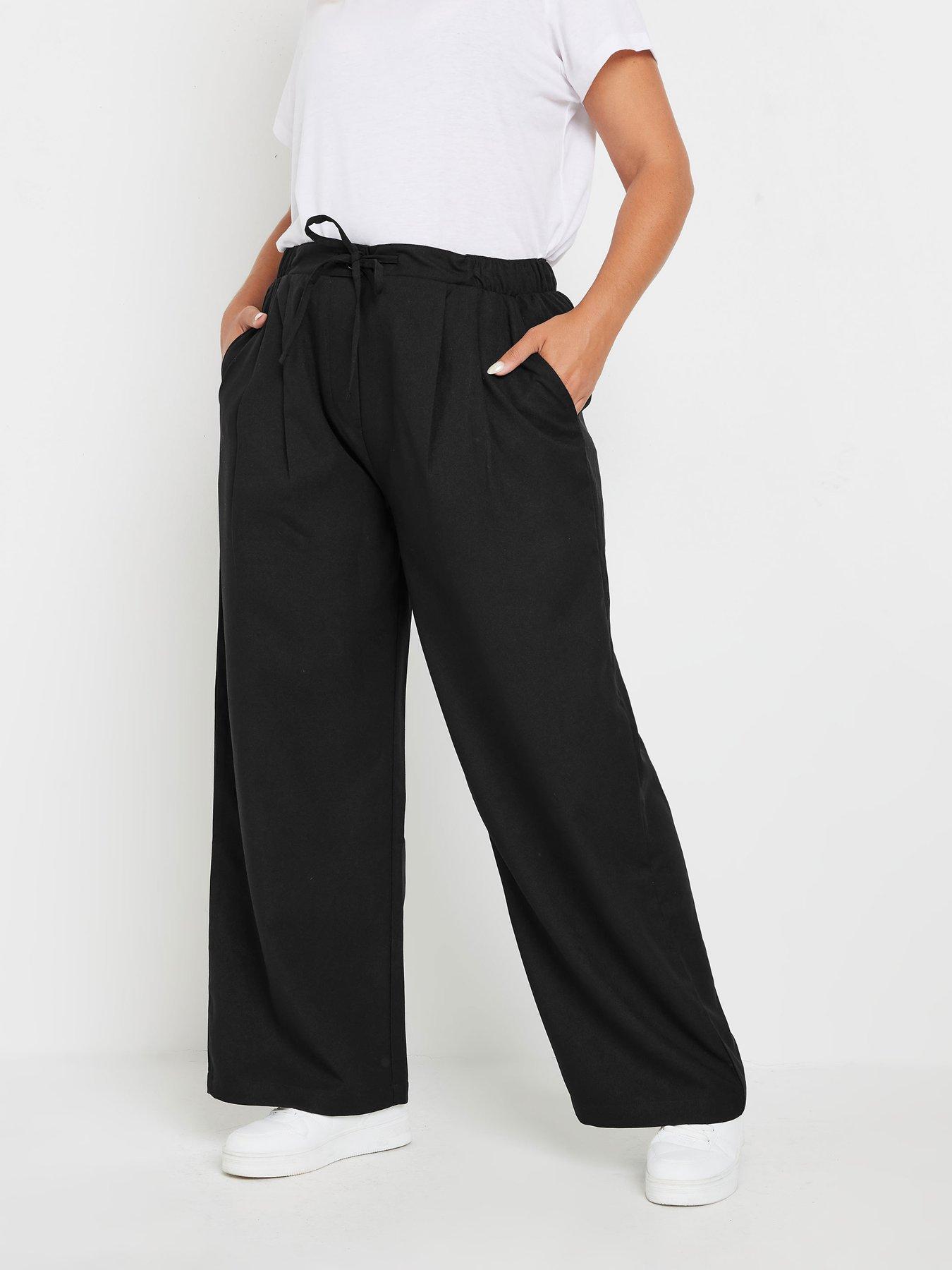 undefined Curve Woven Wide Leg Trouser - Black