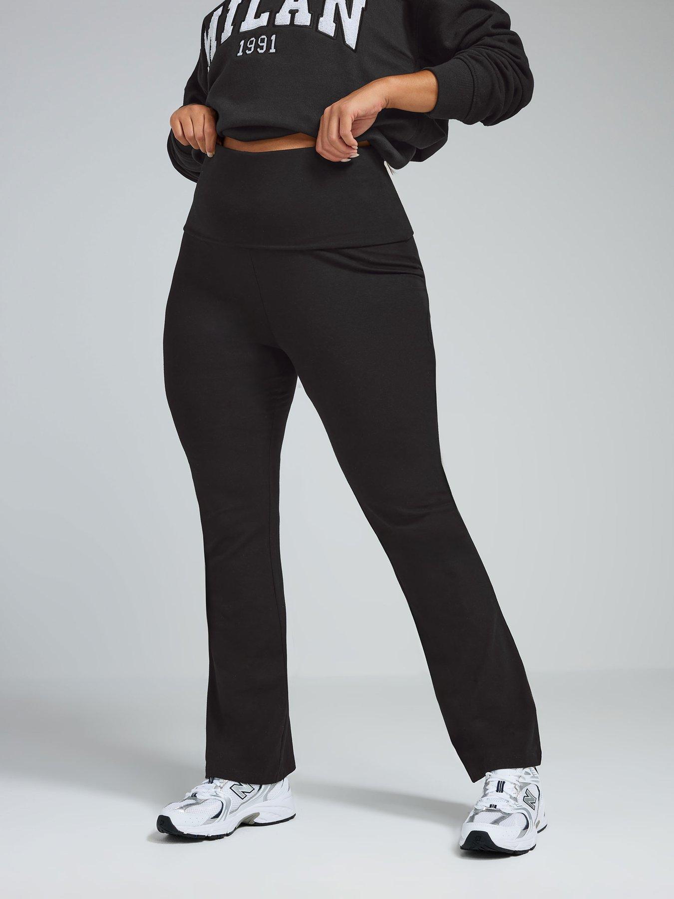 Image 1 of 4 of Yours Curve Fold Over Kick Flare Jeans&nbsp;- Black