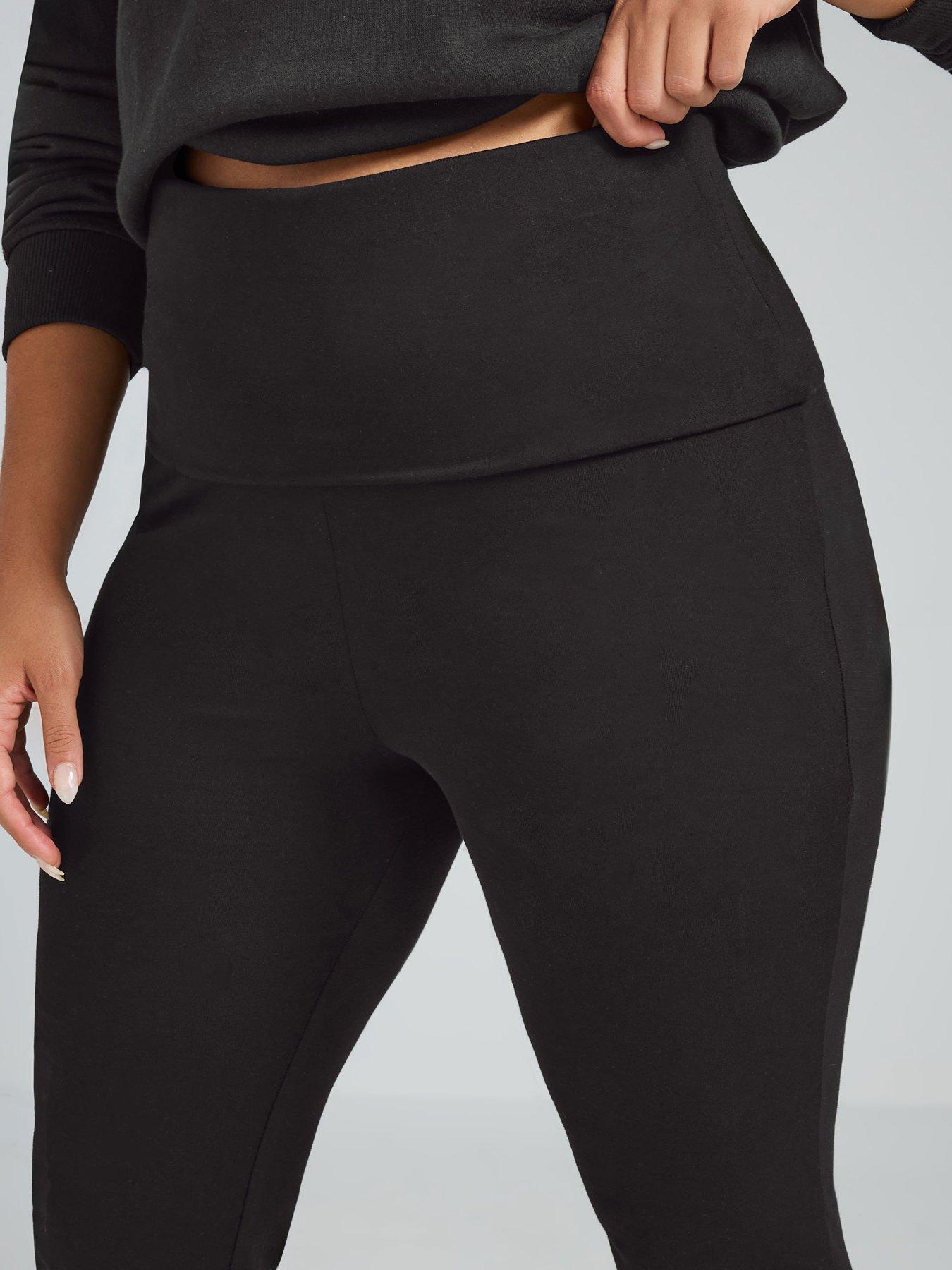 Image 4 of 4 of Yours Curve Fold Over Kick Flare Jeans&nbsp;- Black