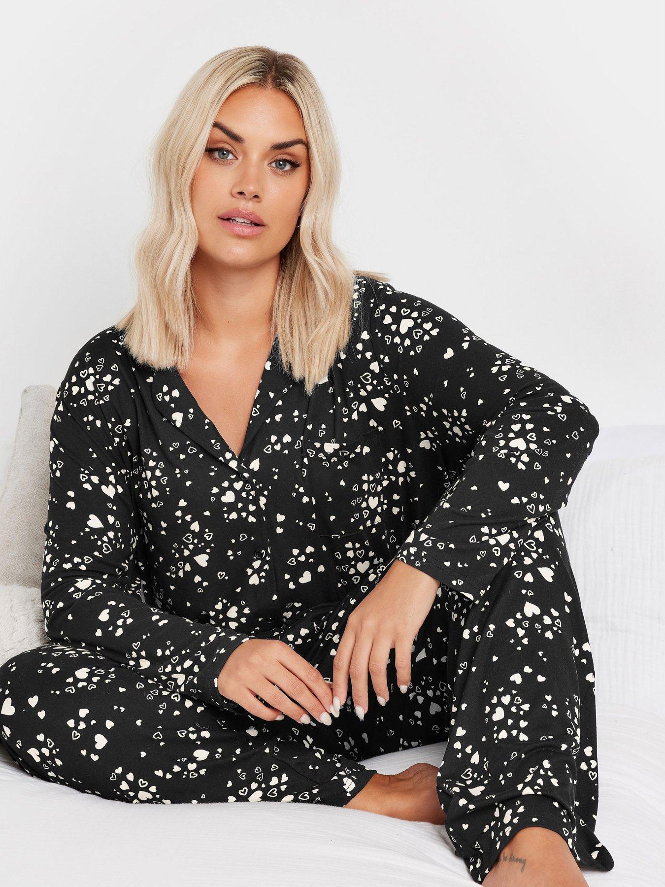 yours-curve-soft-touch-drawn-heart-pj-set-black