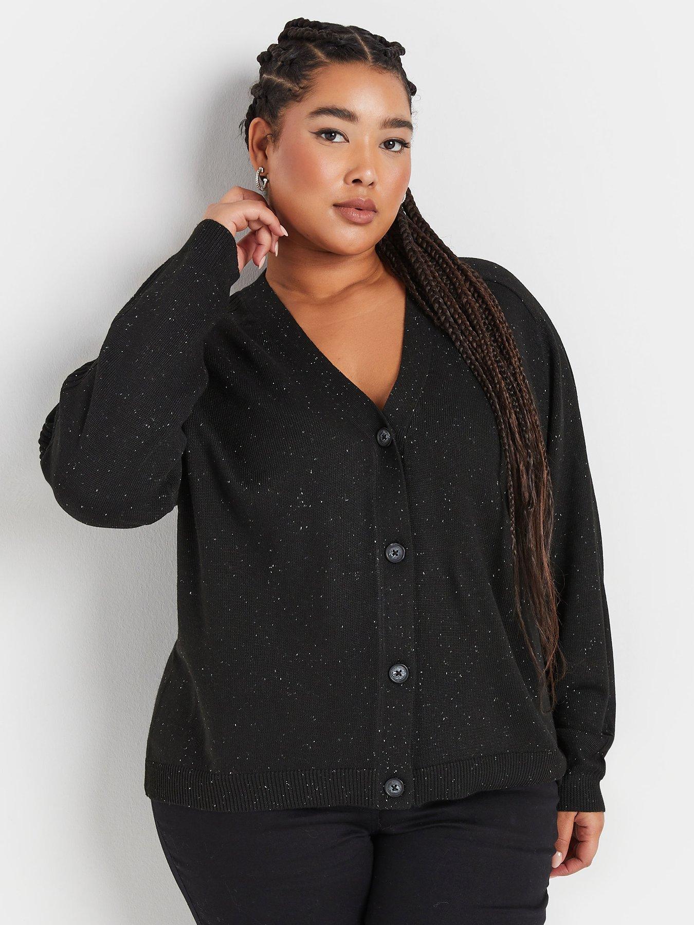 undefined Curve Button Thru Cardi - Black