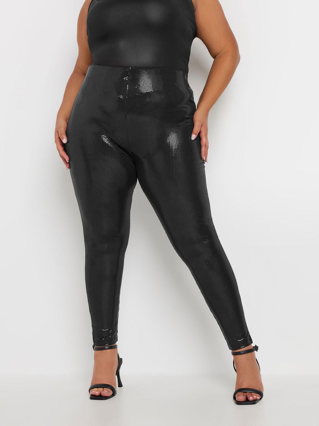 Yours Curve Disco Sequin Leggings - Black