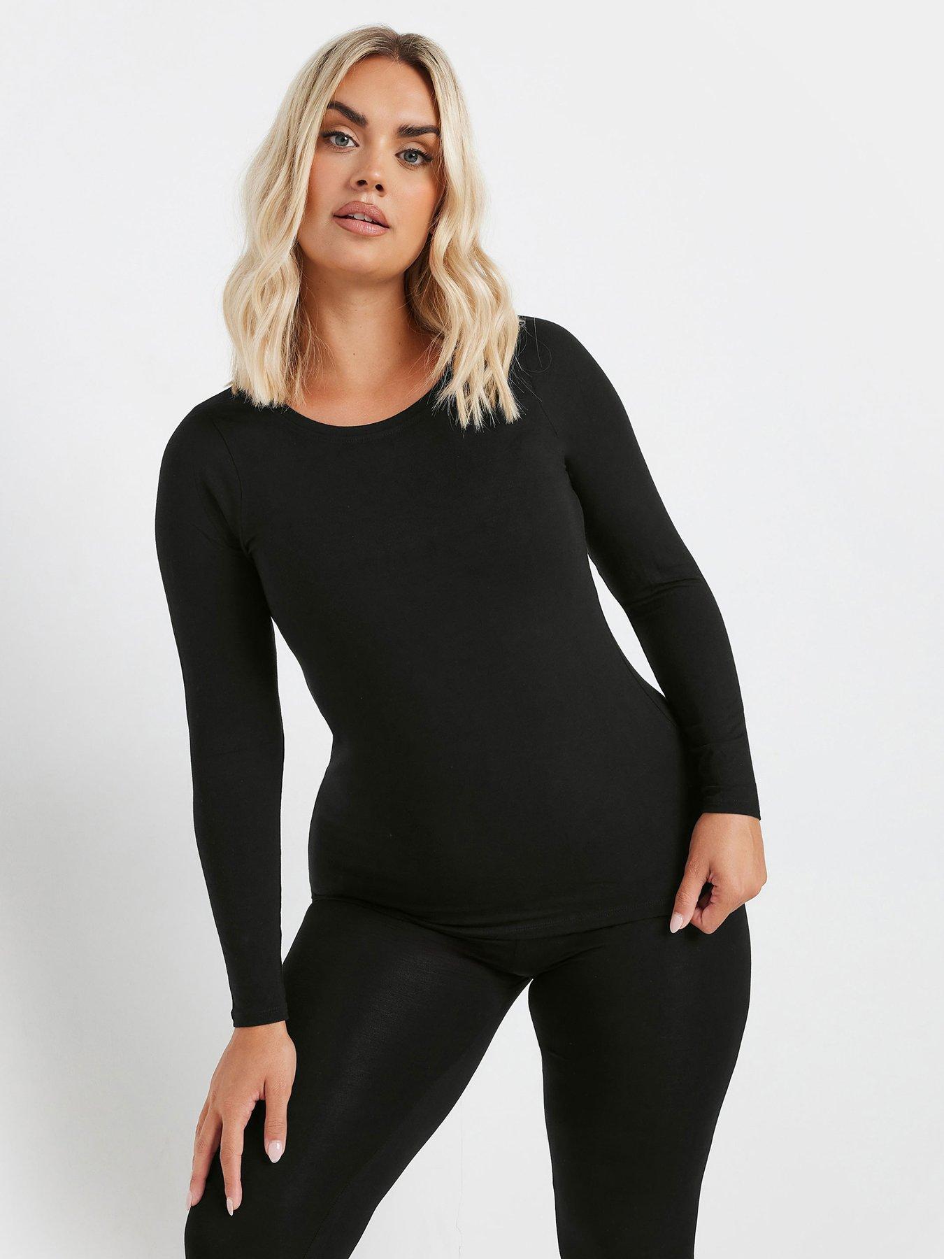 undefined Curve Thermal Heat Long Sleeve Top - Black