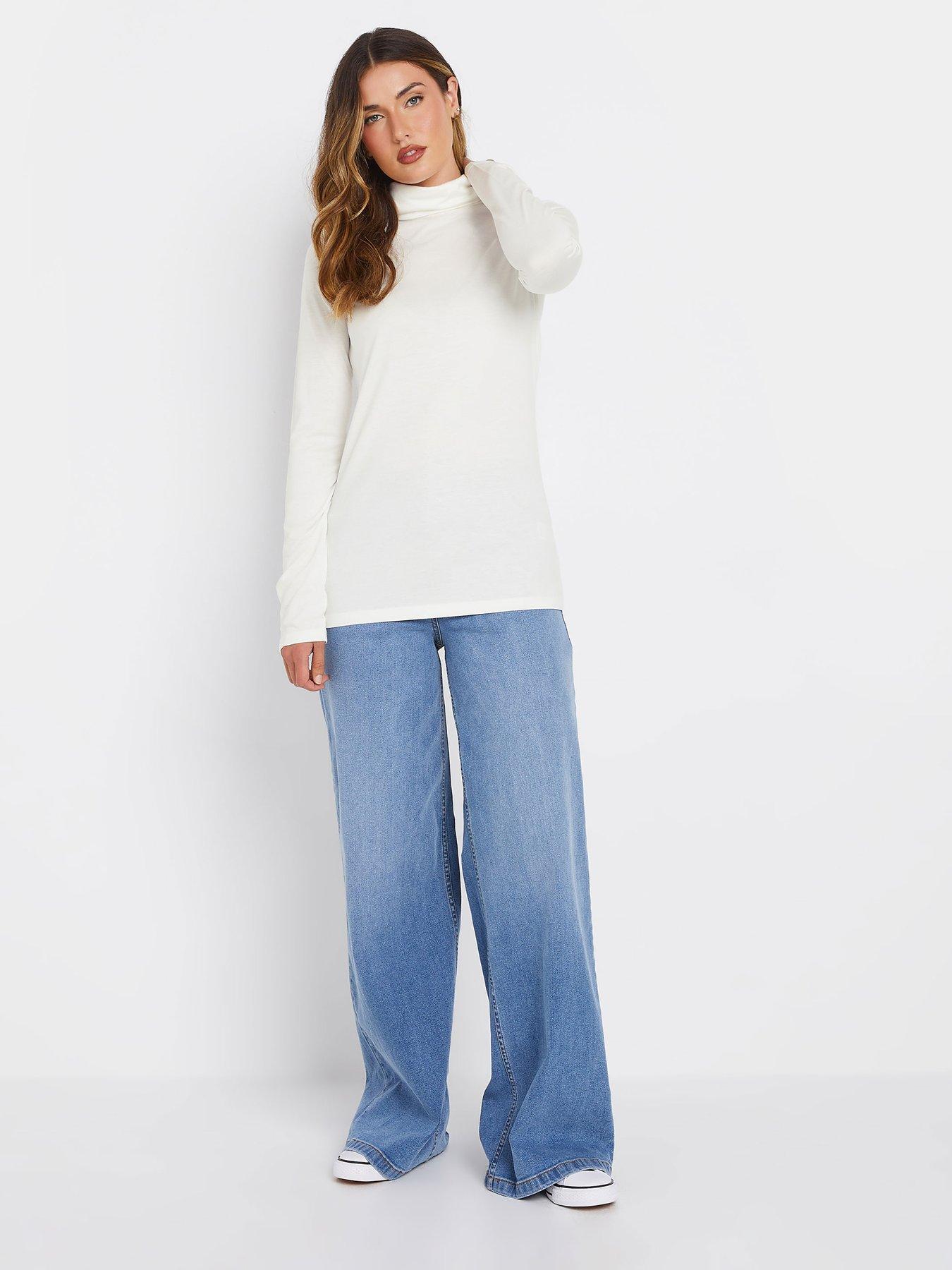  image of long-tall-sally-tall-roll-neck-t-shirt-ivory