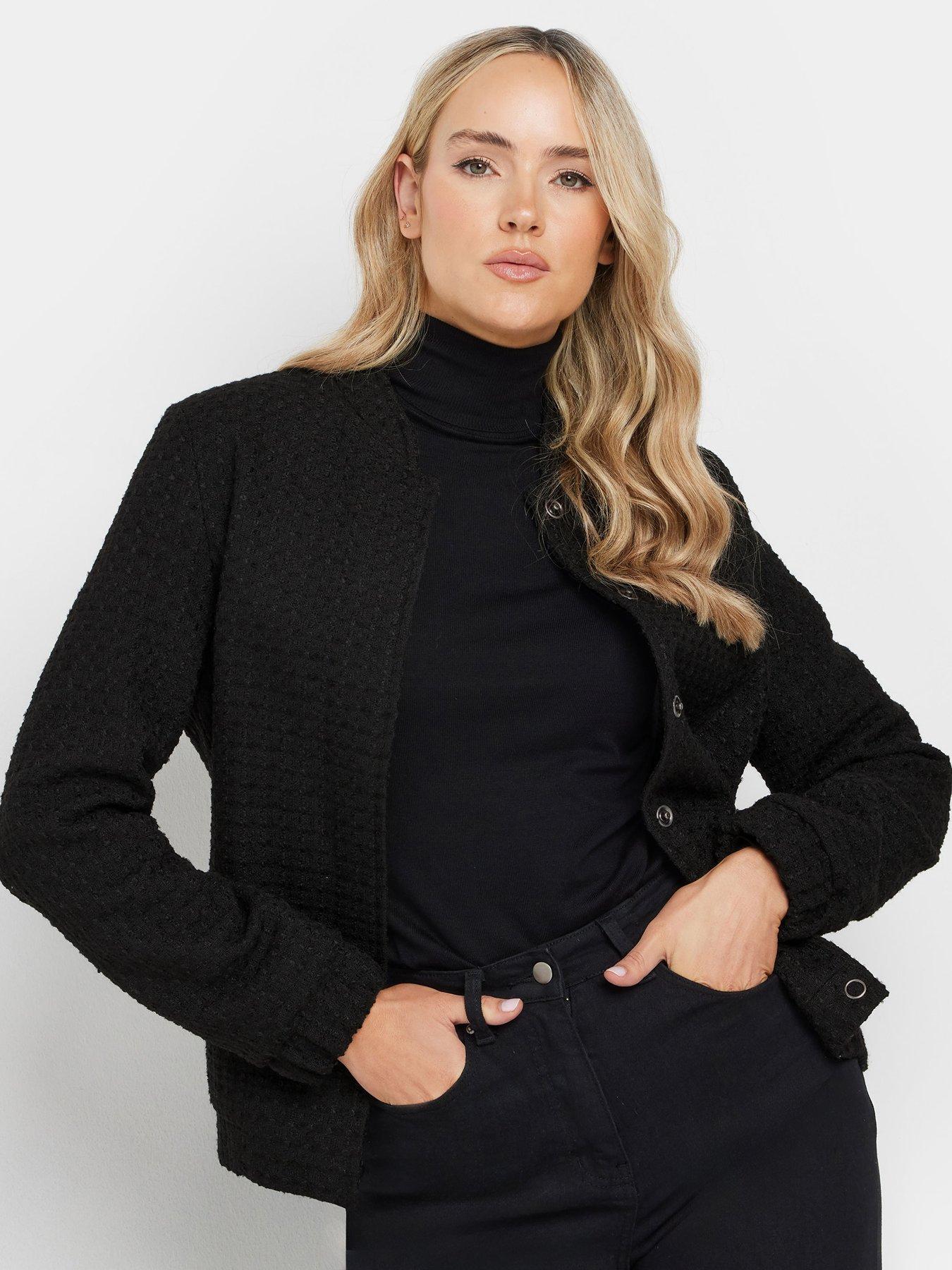  image of pixiegirl-tall-boucle-bomber-jacket-black