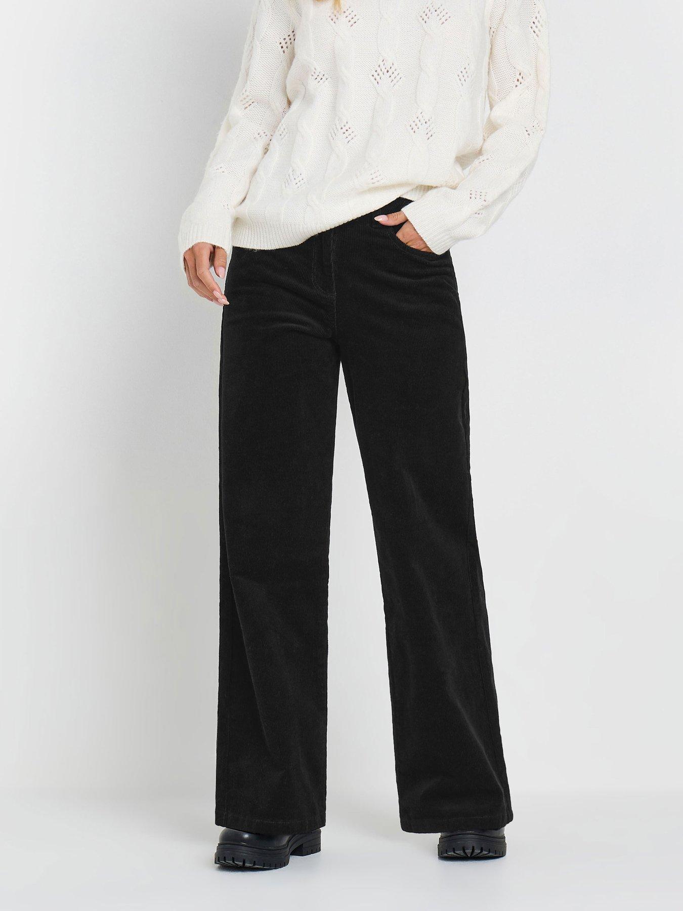 undefined Petite Cord Wide Leg Trouser - Black