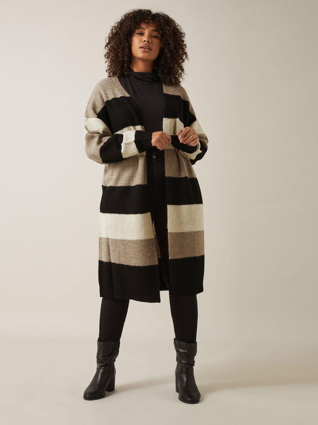  image of evans-colourblock-cardigan-natural