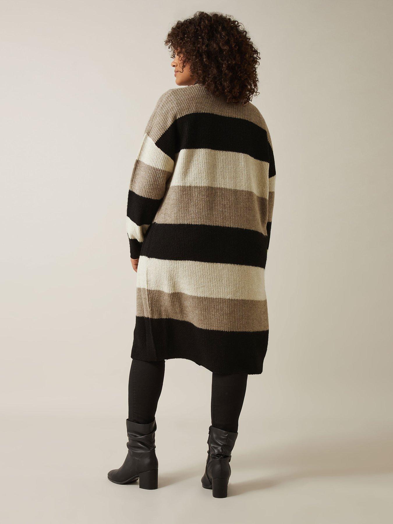  image of evans-colourblock-cardigan-natural
