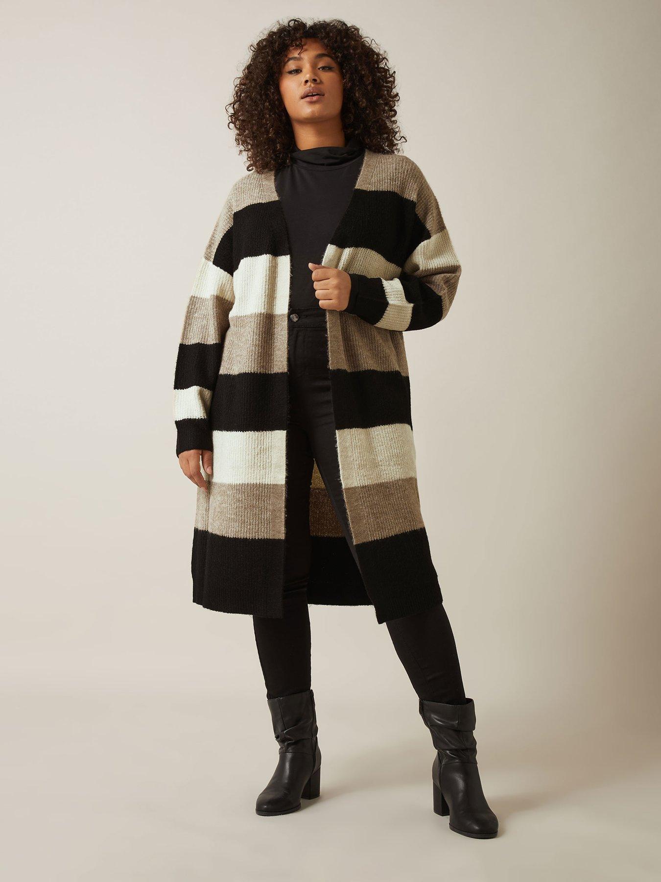  image of evans-colourblock-cardigan-natural