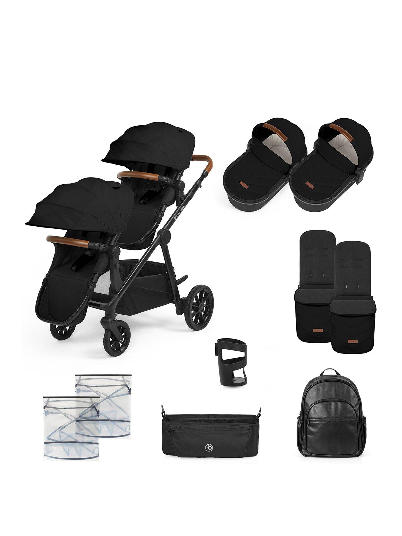  image of ickle-bubba-virgo-2-in-1-pushchair-twin-package-black-black-tan