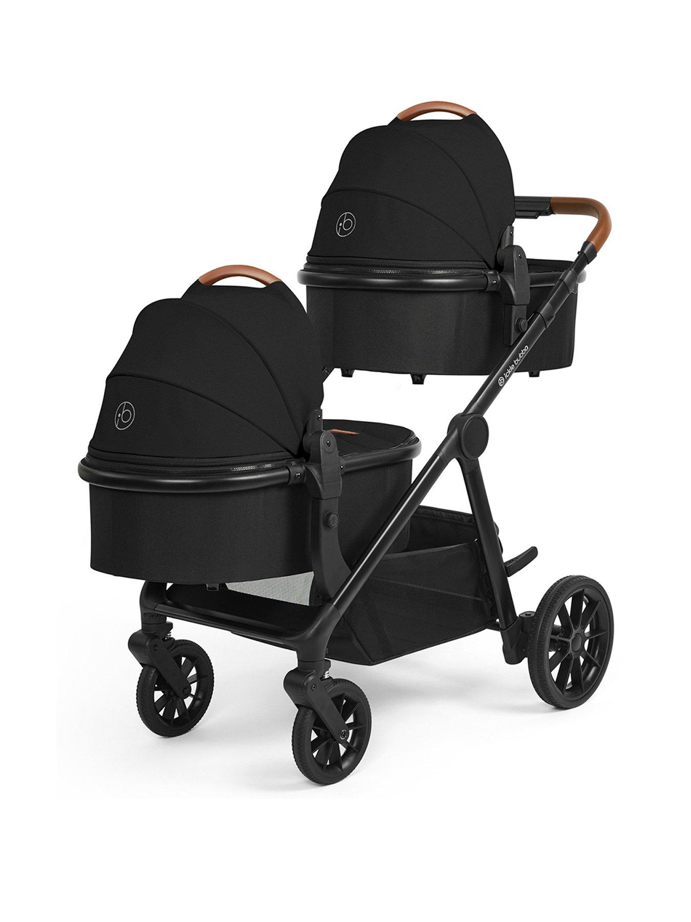  image of ickle-bubba-virgo-2-in-1-pushchair-twin-package-black-black-tan