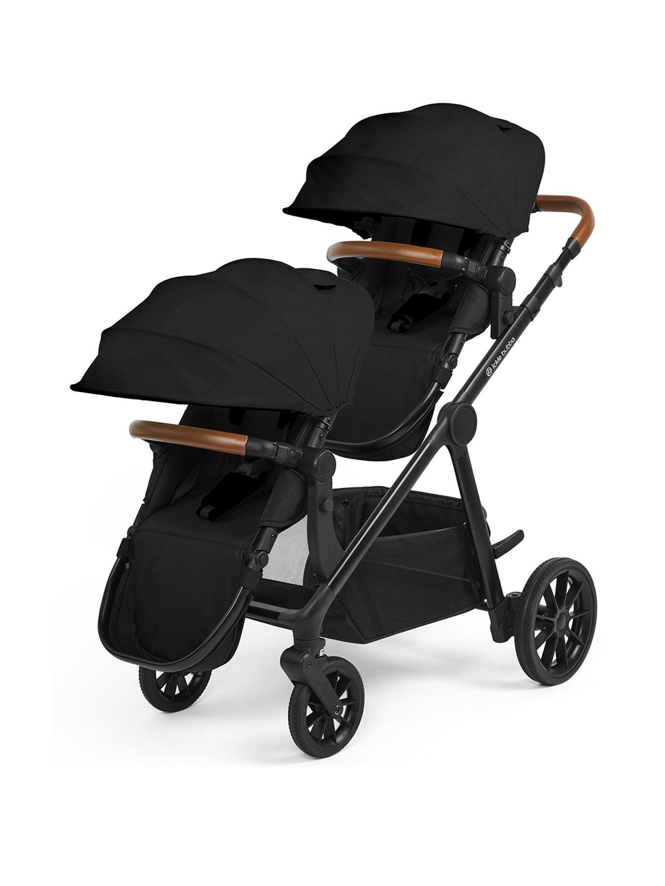  image of ickle-bubba-virgo-2-in-1-pushchair-twin-package-black-black-tan