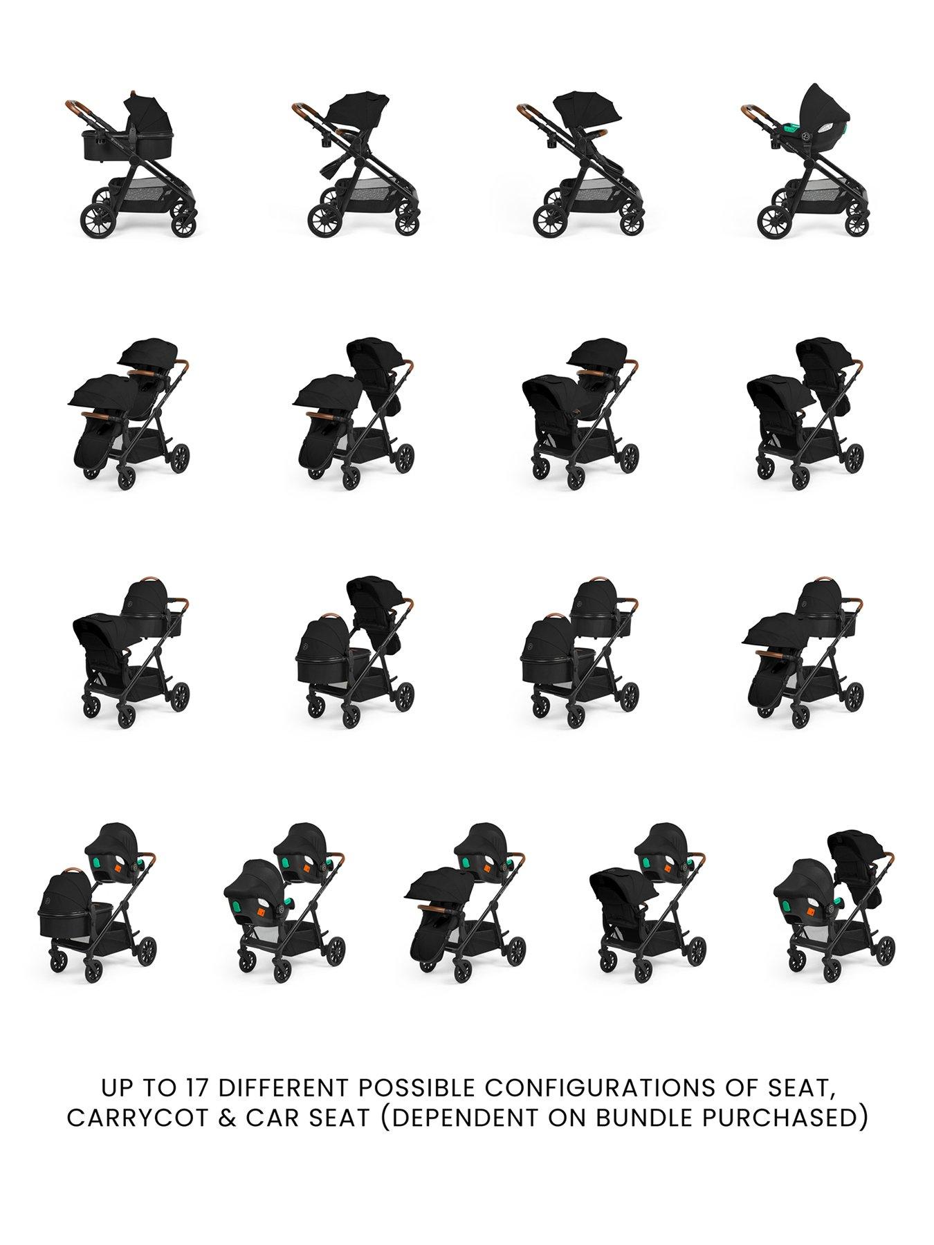  image of ickle-bubba-virgo-2-in-1-pushchair-twin-package-black-black-tan