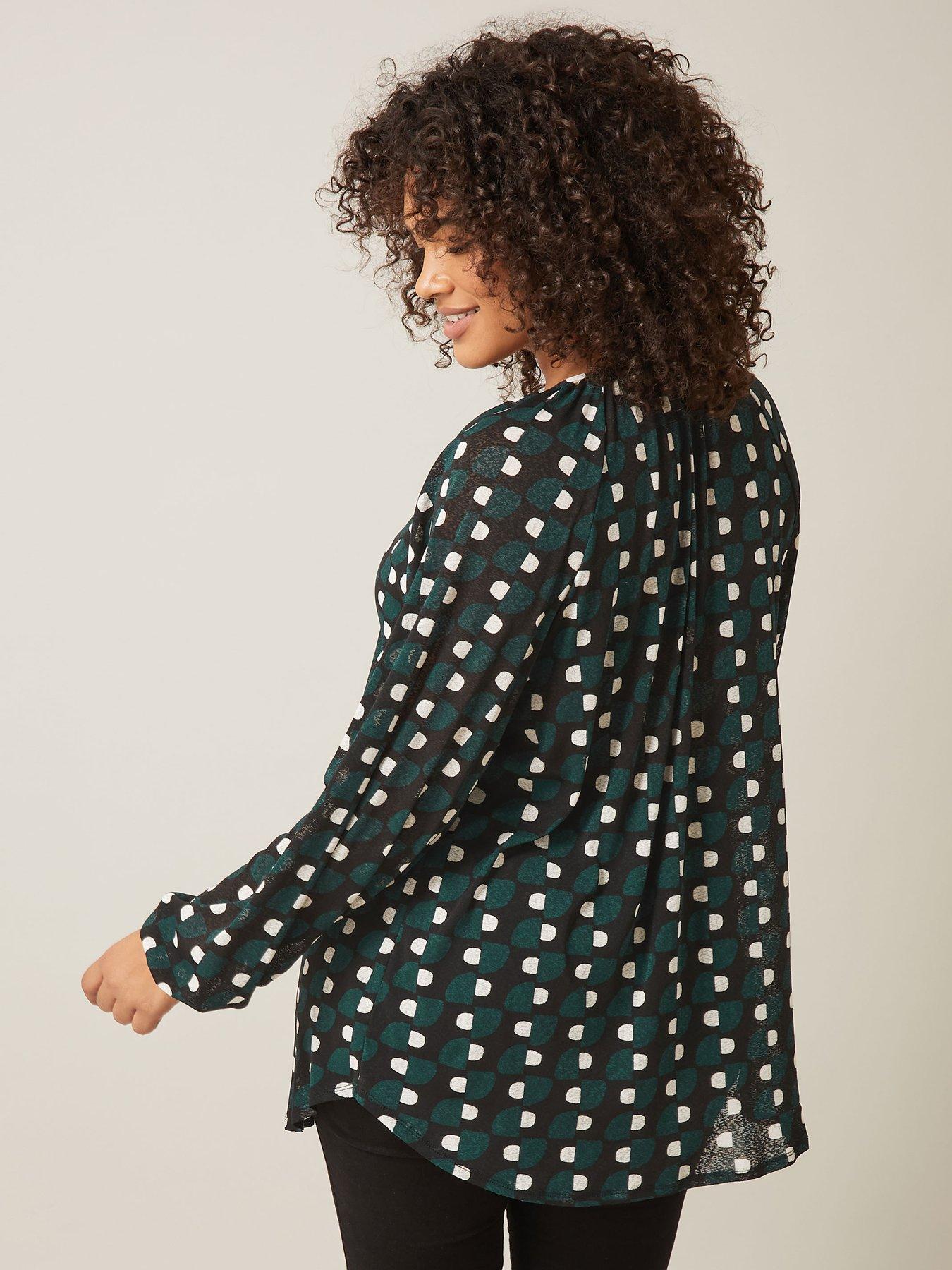 Image 2 of 4 of Evans Printed Gypsy Blouse - Green