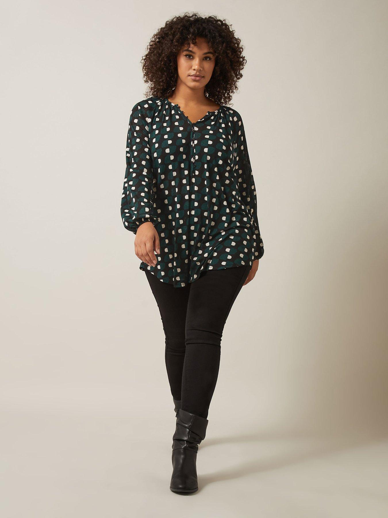 Image 3 of 4 of Evans Printed Gypsy Blouse - Green