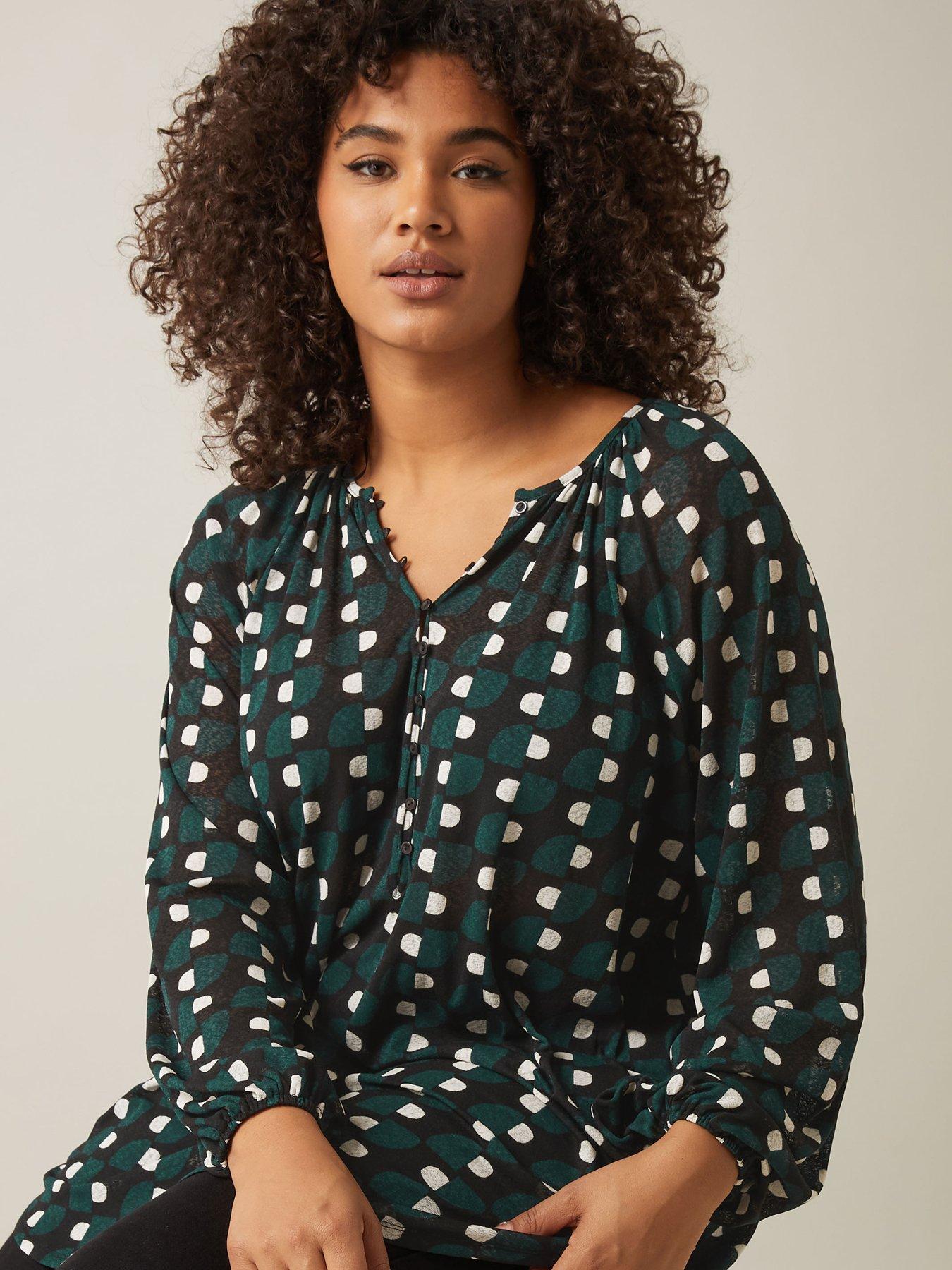 Image 4 of 4 of Evans Printed Gypsy Blouse - Green