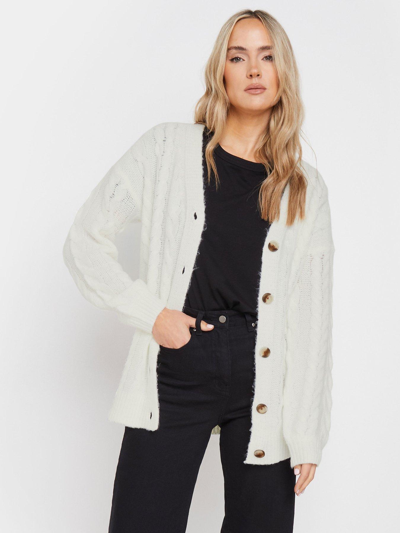  image of long-tall-sally-tall-v-neck-cable-knit-cardigan-ivory