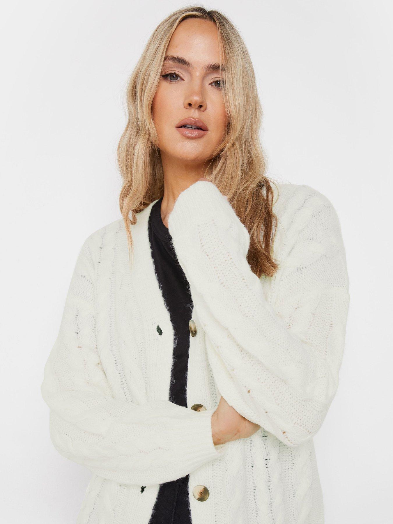  image of long-tall-sally-tall-v-neck-cable-knit-cardigan-ivory