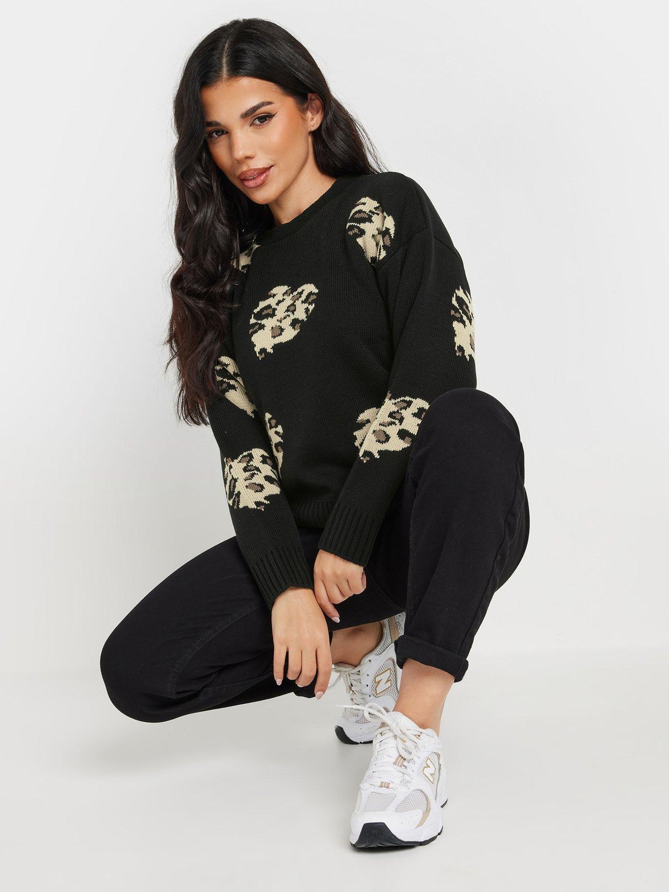 undefined Petite Leopard Heart Jumper