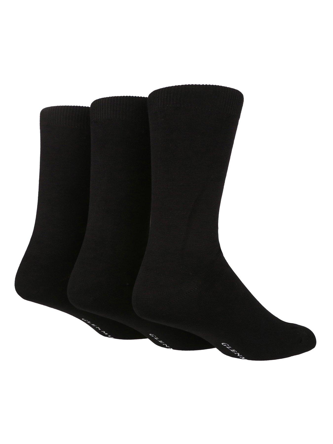 Image 1 of 3 of Glenmuir Glen Muir 3Pk Classic Plain Bamboo Crew Socks - Black