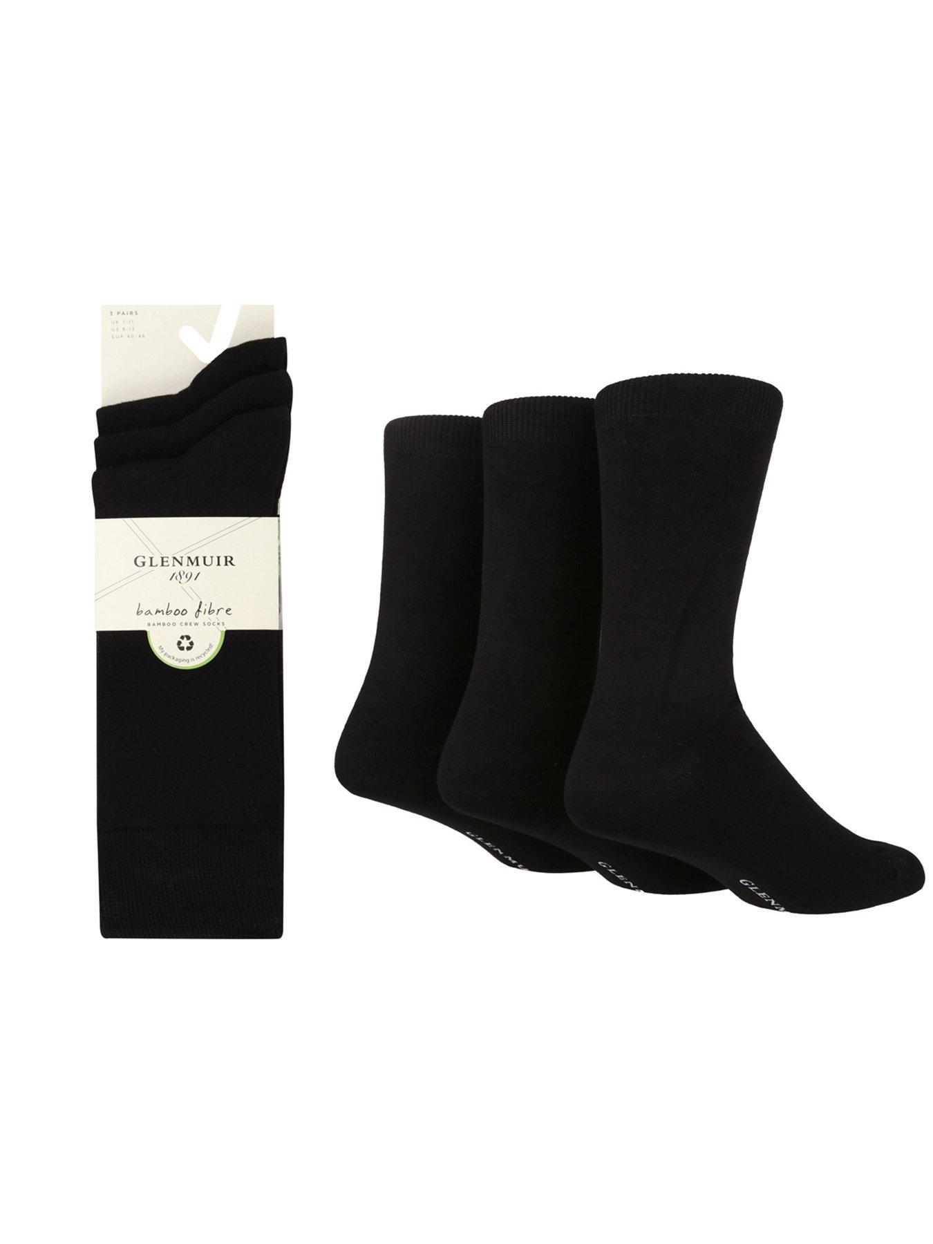 Image 2 of 3 of Glenmuir Glen Muir 3Pk Classic Plain Bamboo Crew Socks - Black