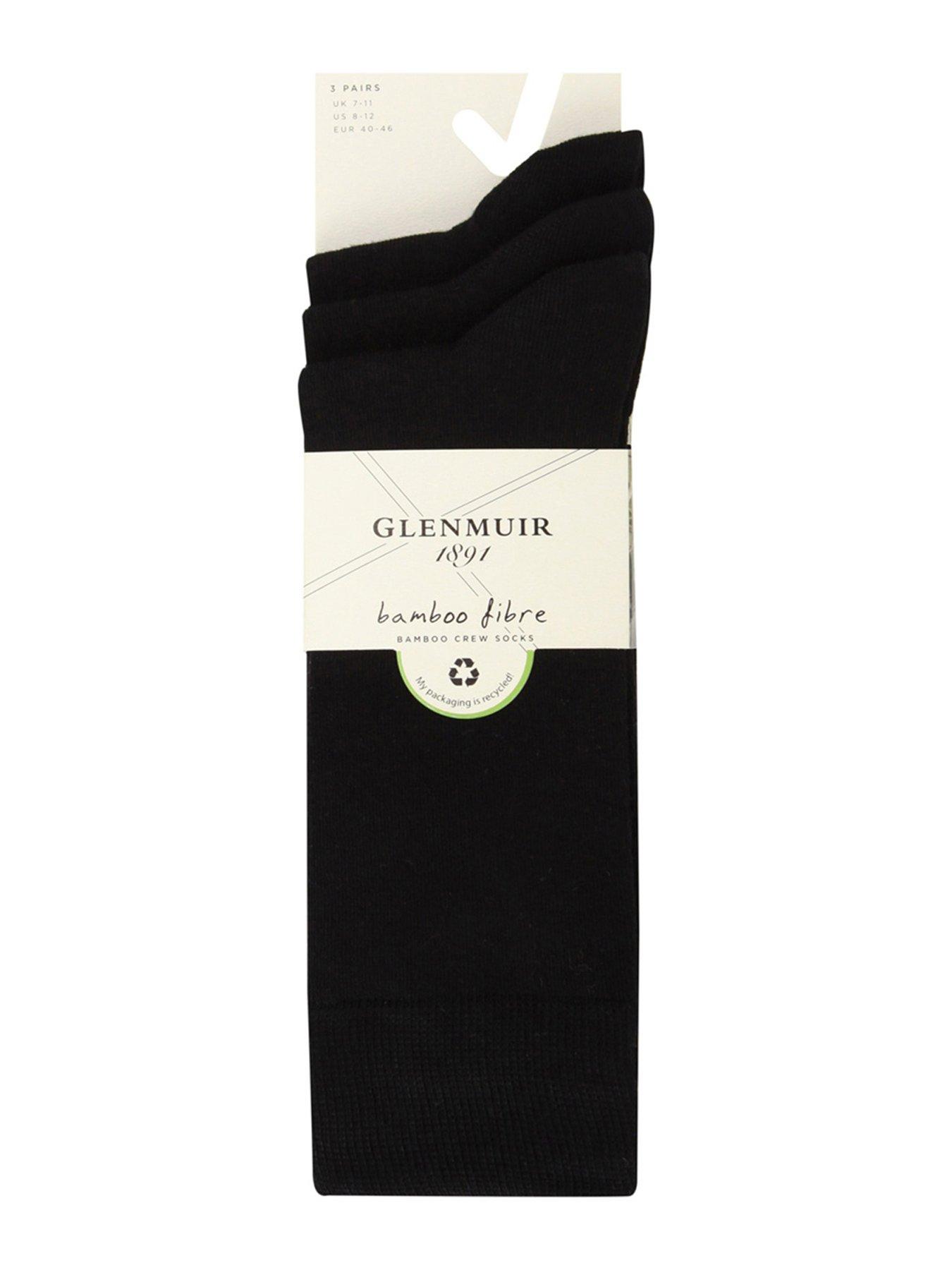 Image 3 of 3 of Glenmuir Glen Muir 3Pk Classic Plain Bamboo Crew Socks - Black