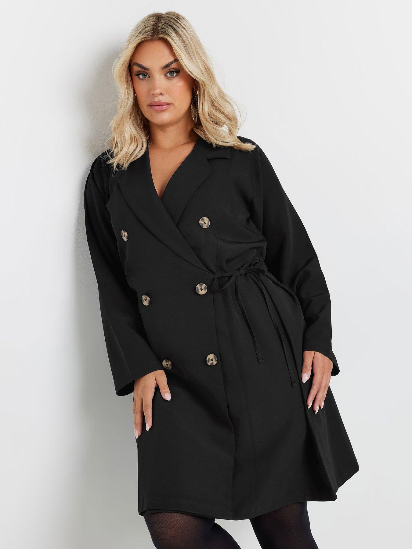  image of yours-curve-long-sleeve-blazer-dress-black