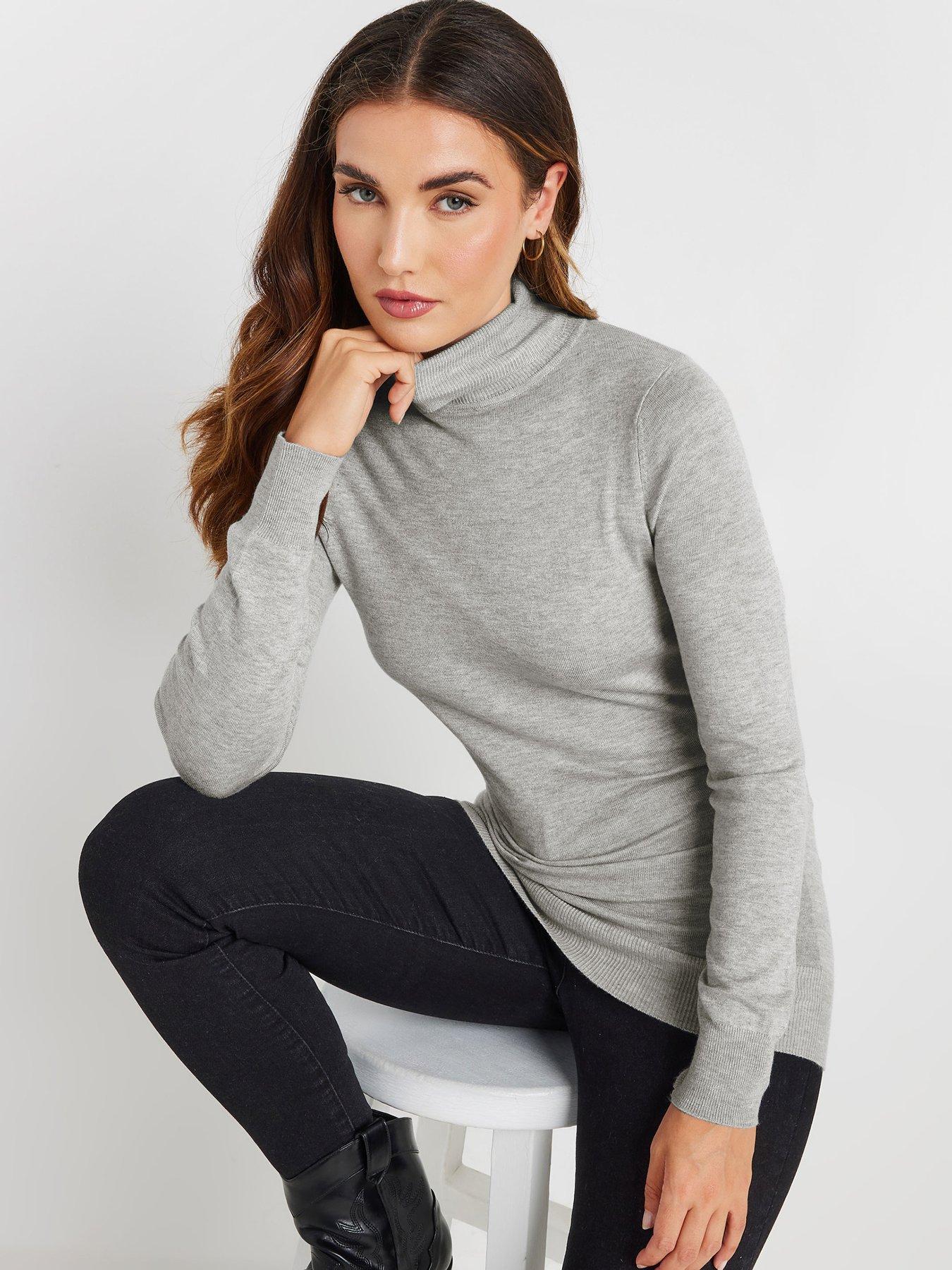  image of long-tall-sally-roll-neck-fine-gauge-jumper-grey