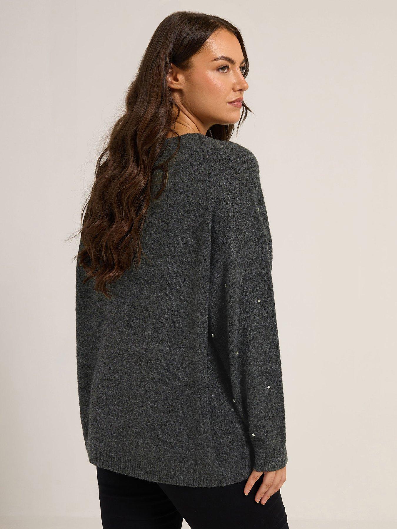 Image 2 of 4 of Yours Curve Embellished Front Jumper - Grey