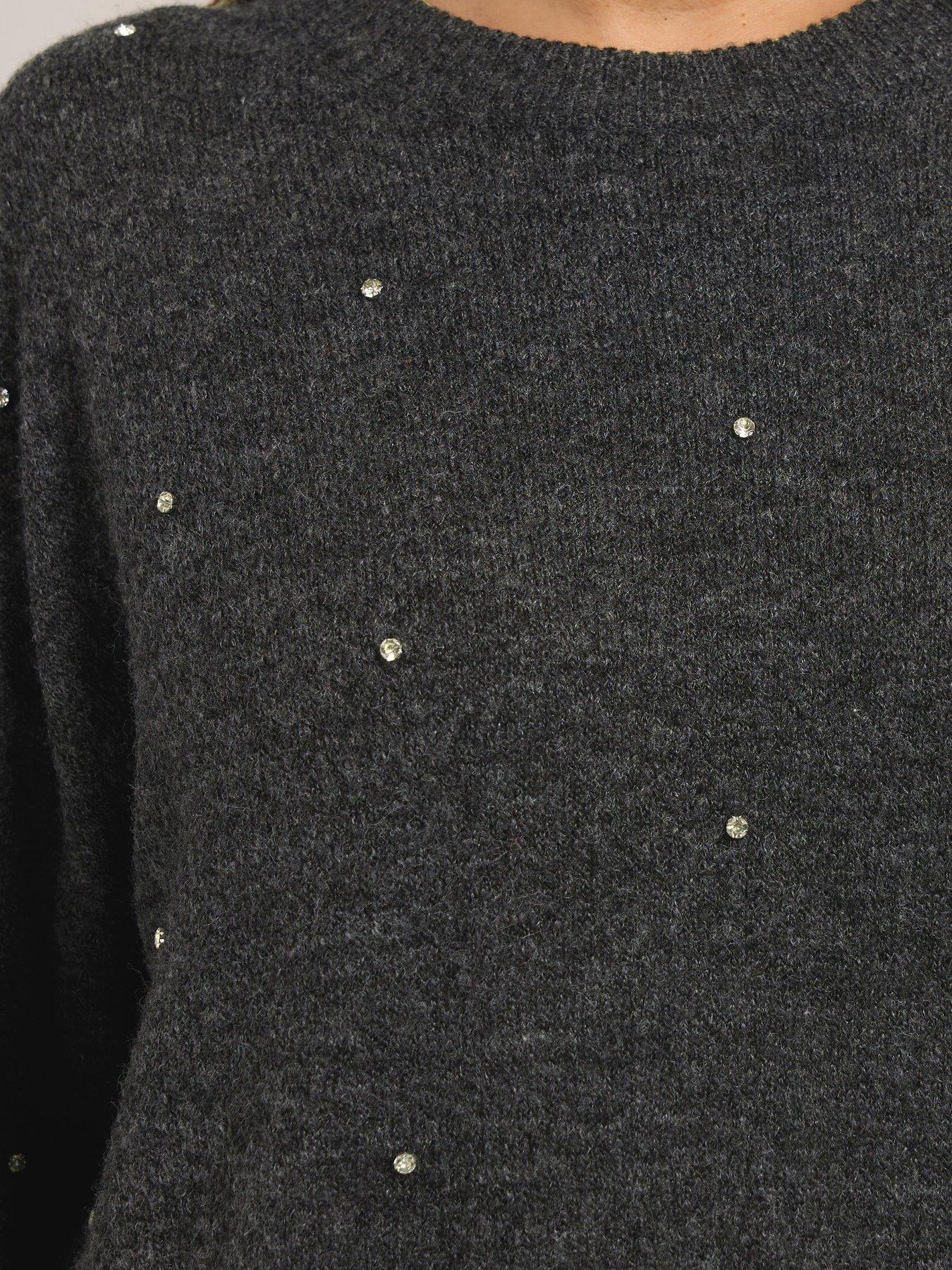 Image 4 of 4 of Yours Curve Embellished Front Jumper - Grey