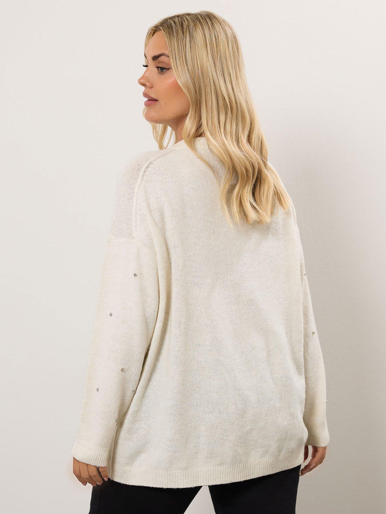  image of yours-curve-embellished-front-jumper-ivory-white