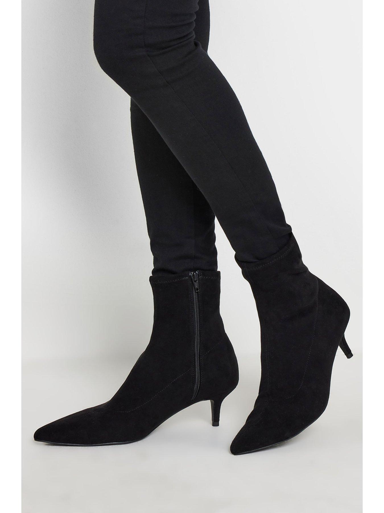  image of long-tall-sally-pointed-toe-kitten-heel-boot-black