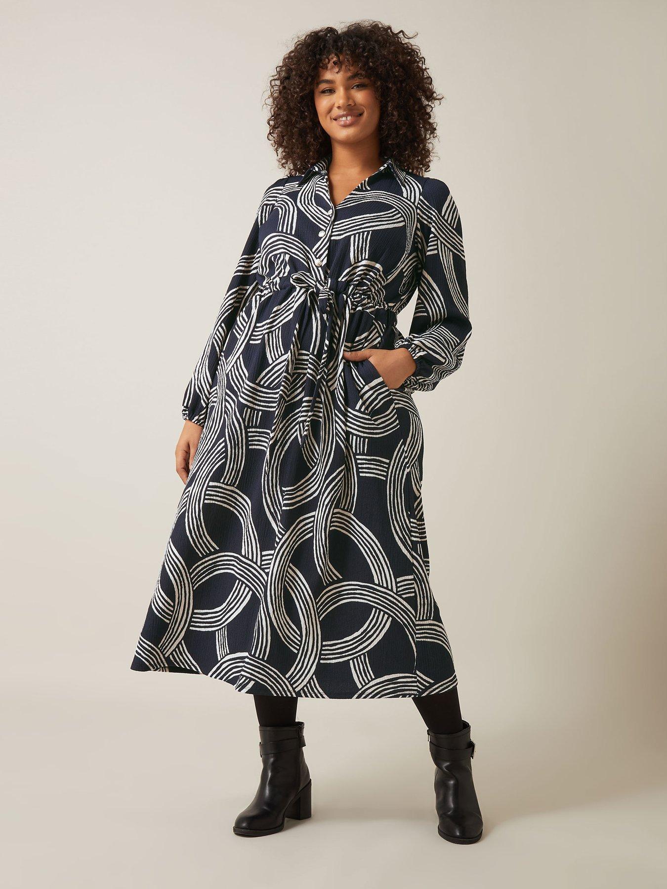 undefined Half Placket Button Dress - Blue