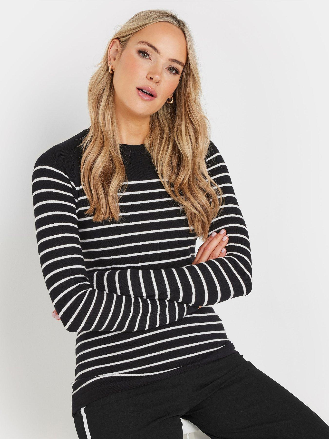 undefined Tall Stripe Fine Gauge Jumper - Black