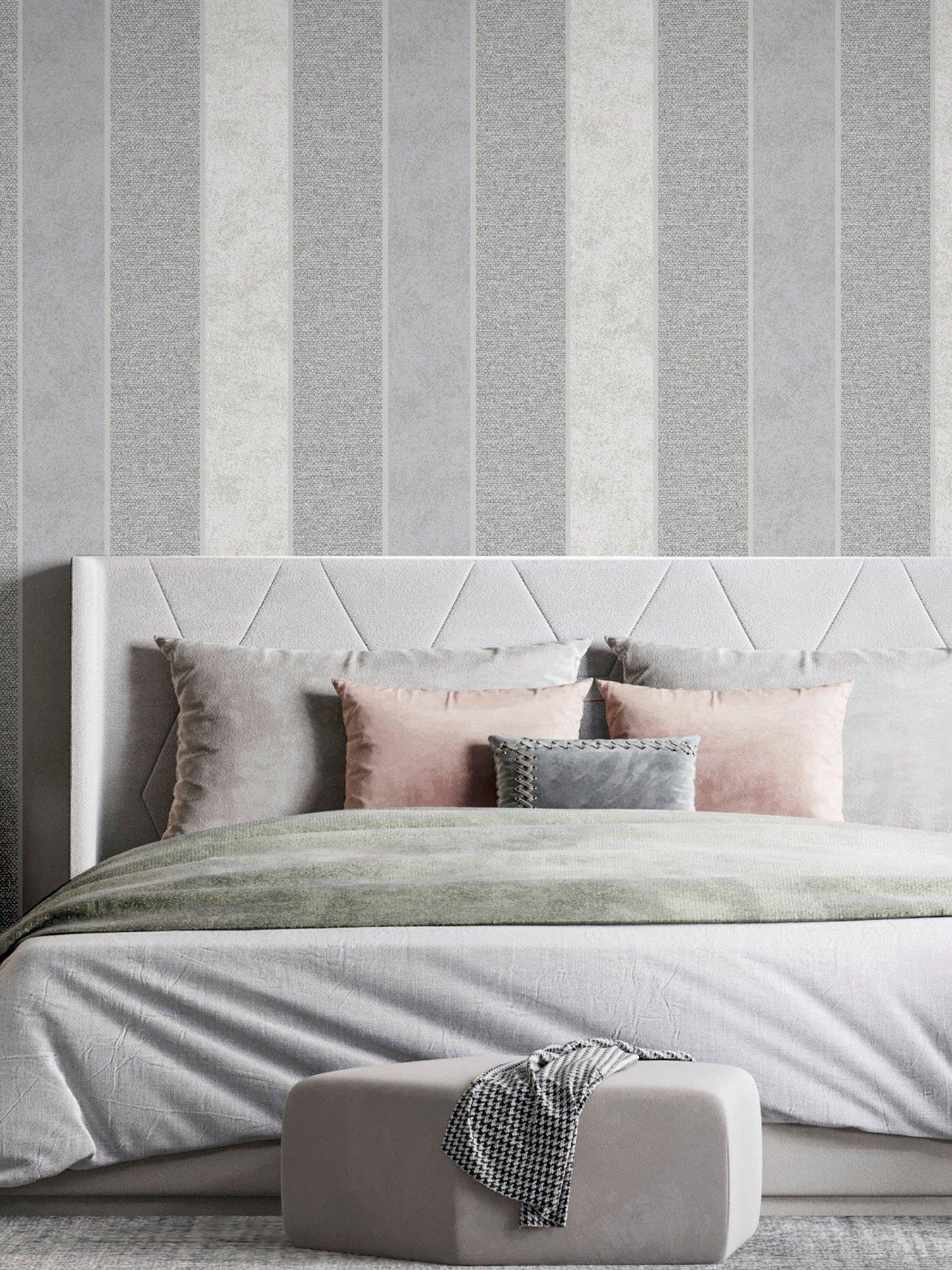 undefined Calico Stripe Grey Wallpaper