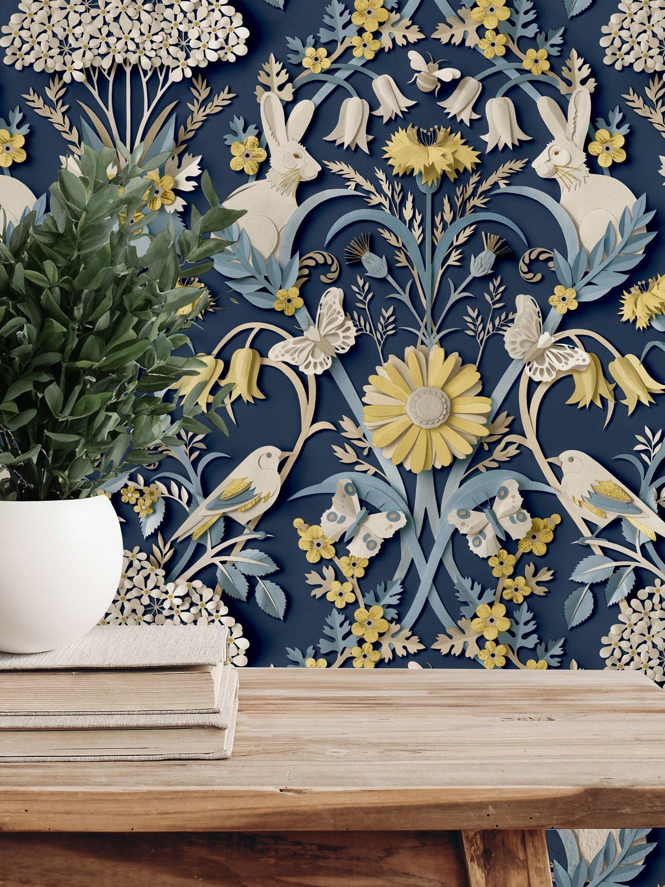 undefined Woodland Navy Wallpaper