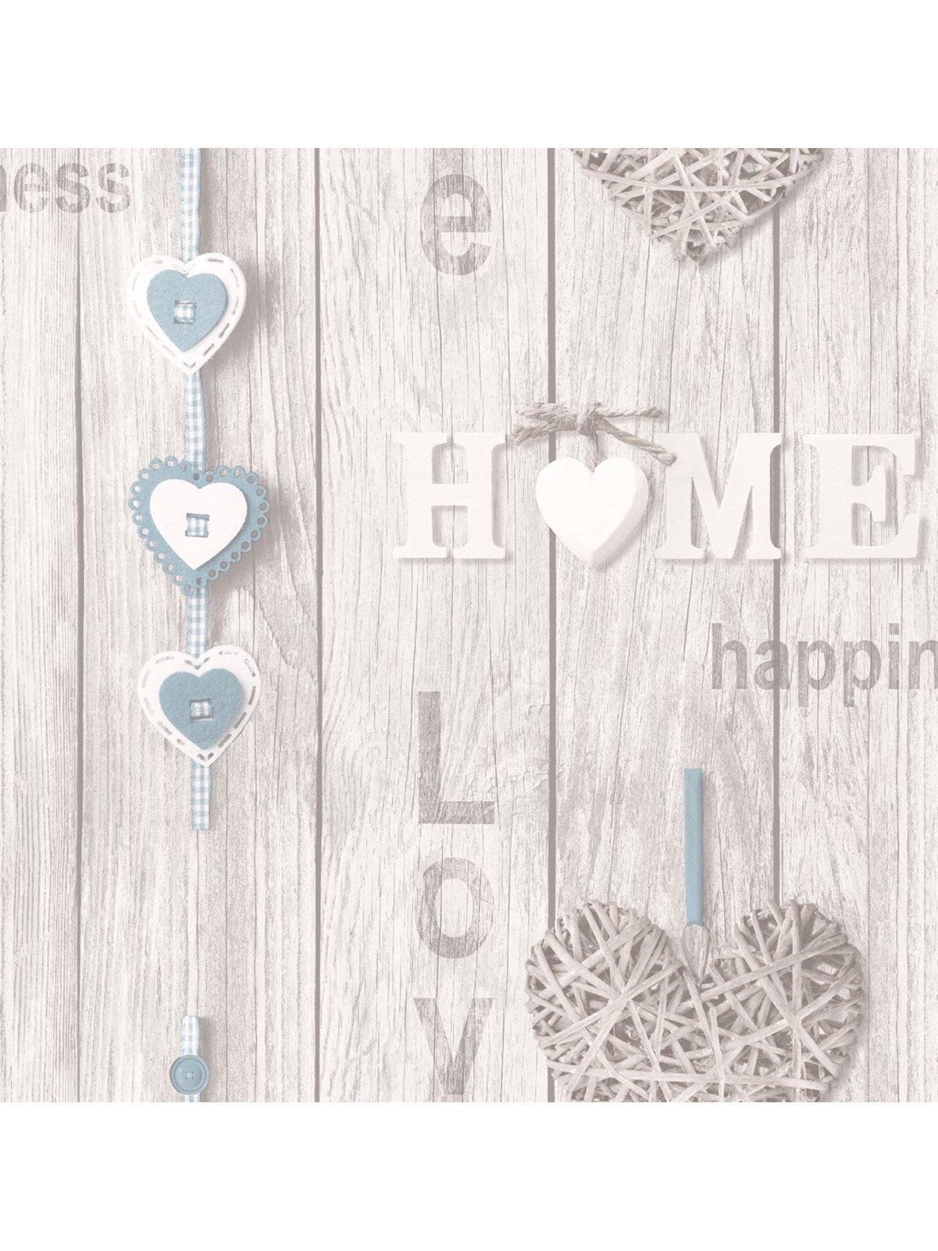 Image 2 of 2 of Fine Decor Love Your Home Sidewall Blue/white Wallpaper