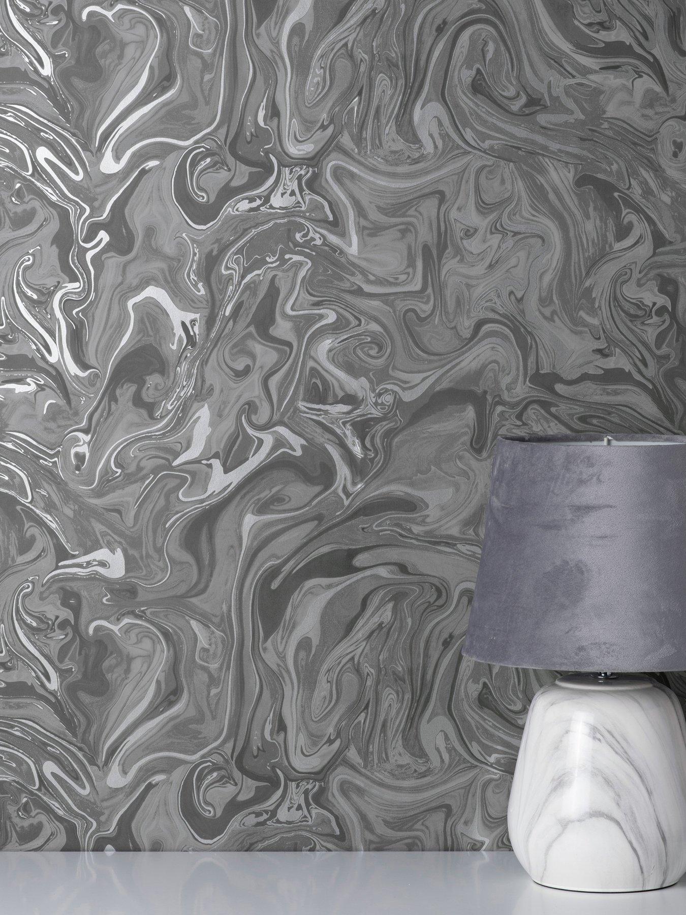  image of fine-decor-distinctive-marble-charcoal-grey-wallpaper