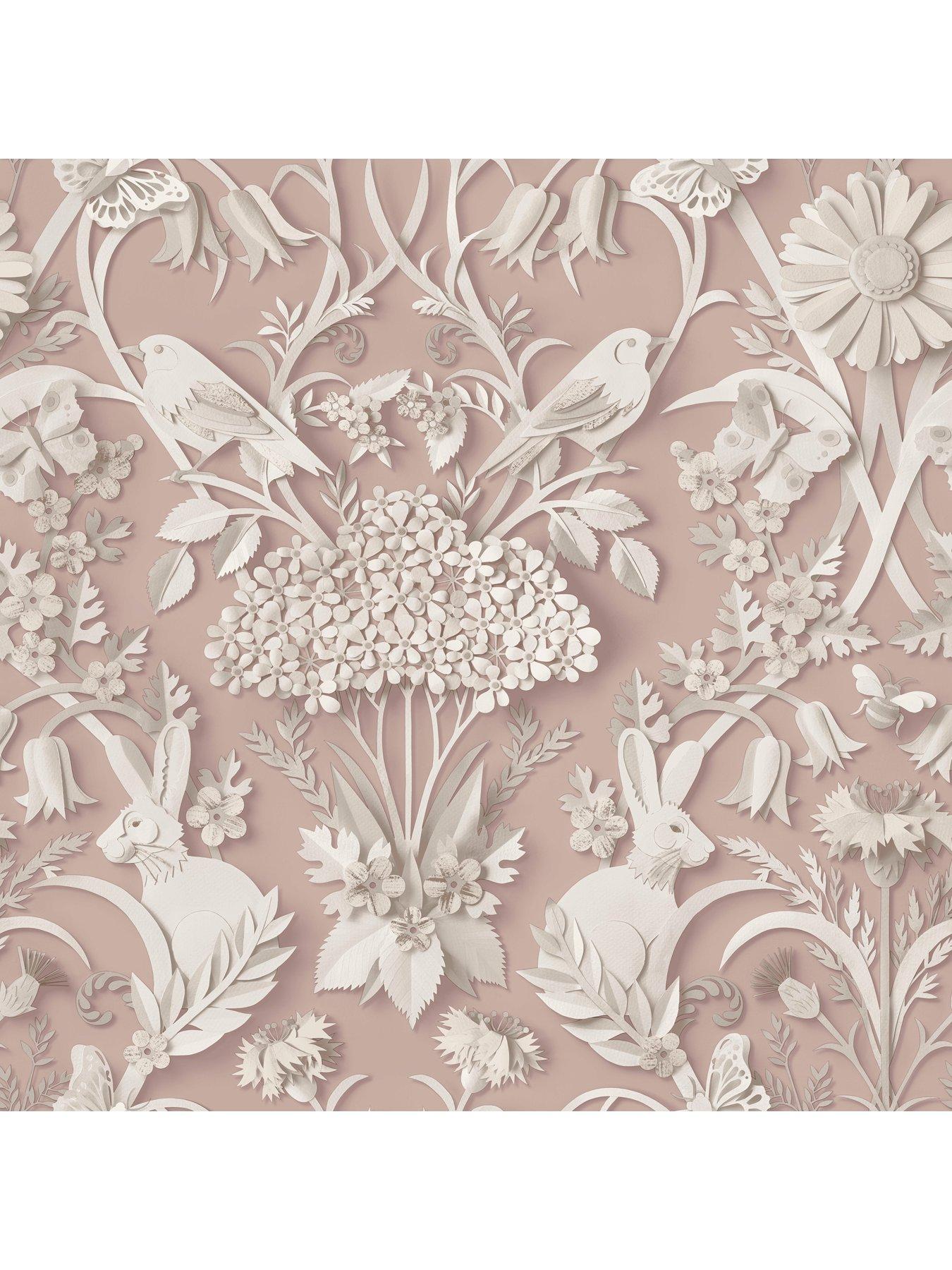  image of fine-decor-woodland-pink-wallpaper