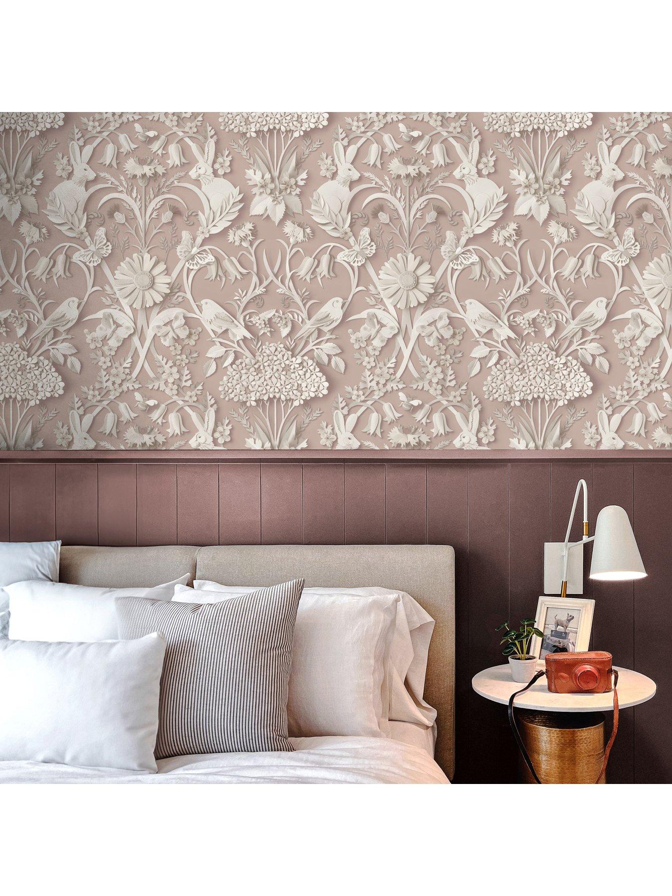  image of fine-decor-woodland-pink-wallpaper