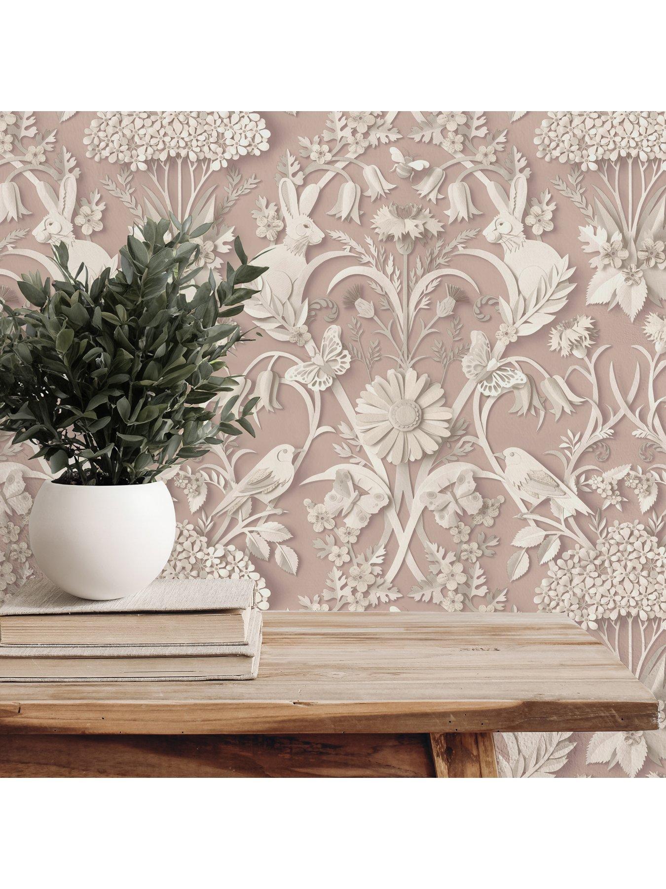  image of fine-decor-woodland-pink-wallpaper