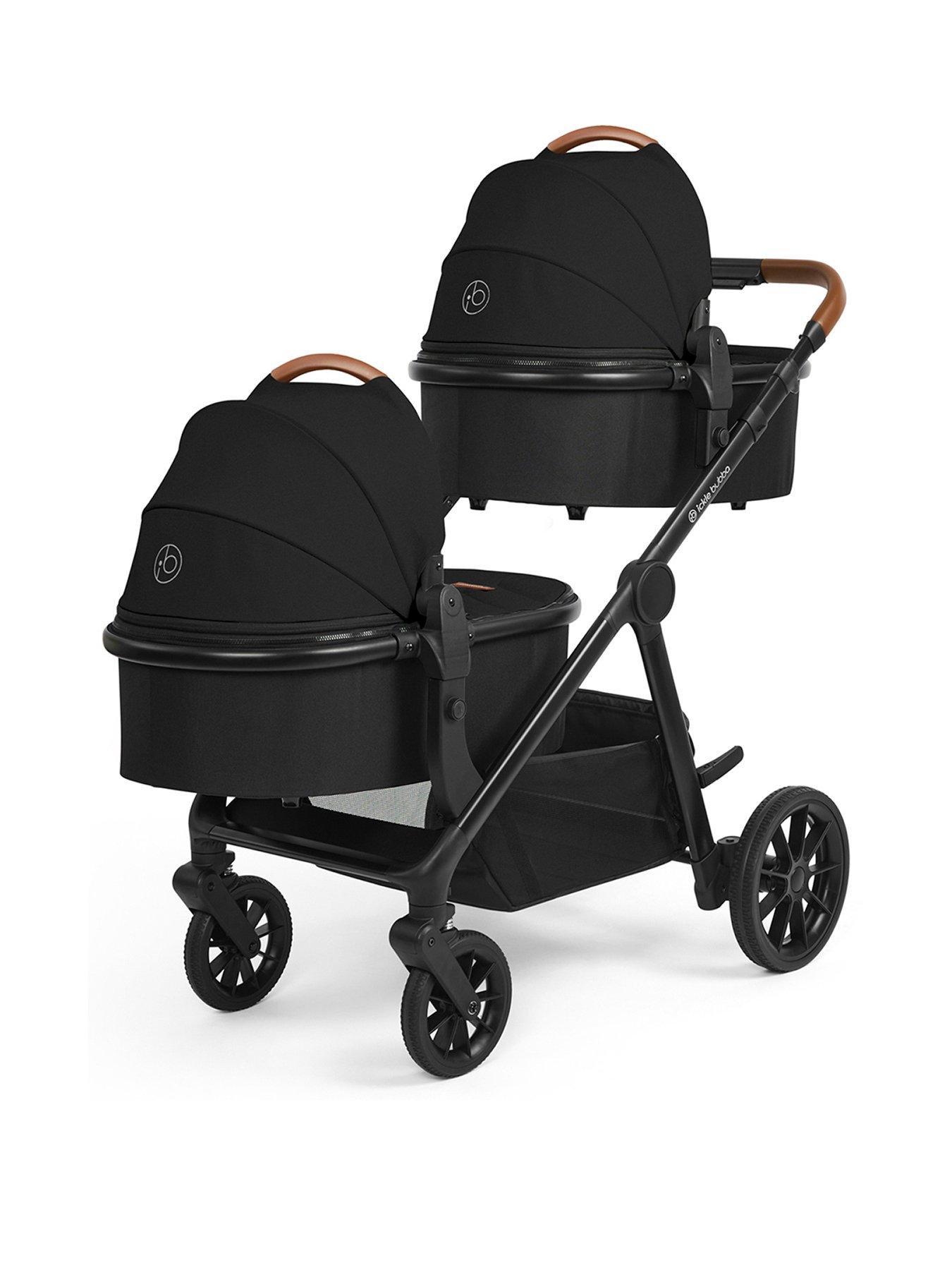  image of ickle-bubba-virgo-all-in-one-i-size-travel-system-with-isofix-base-twin-package-black-black-tan