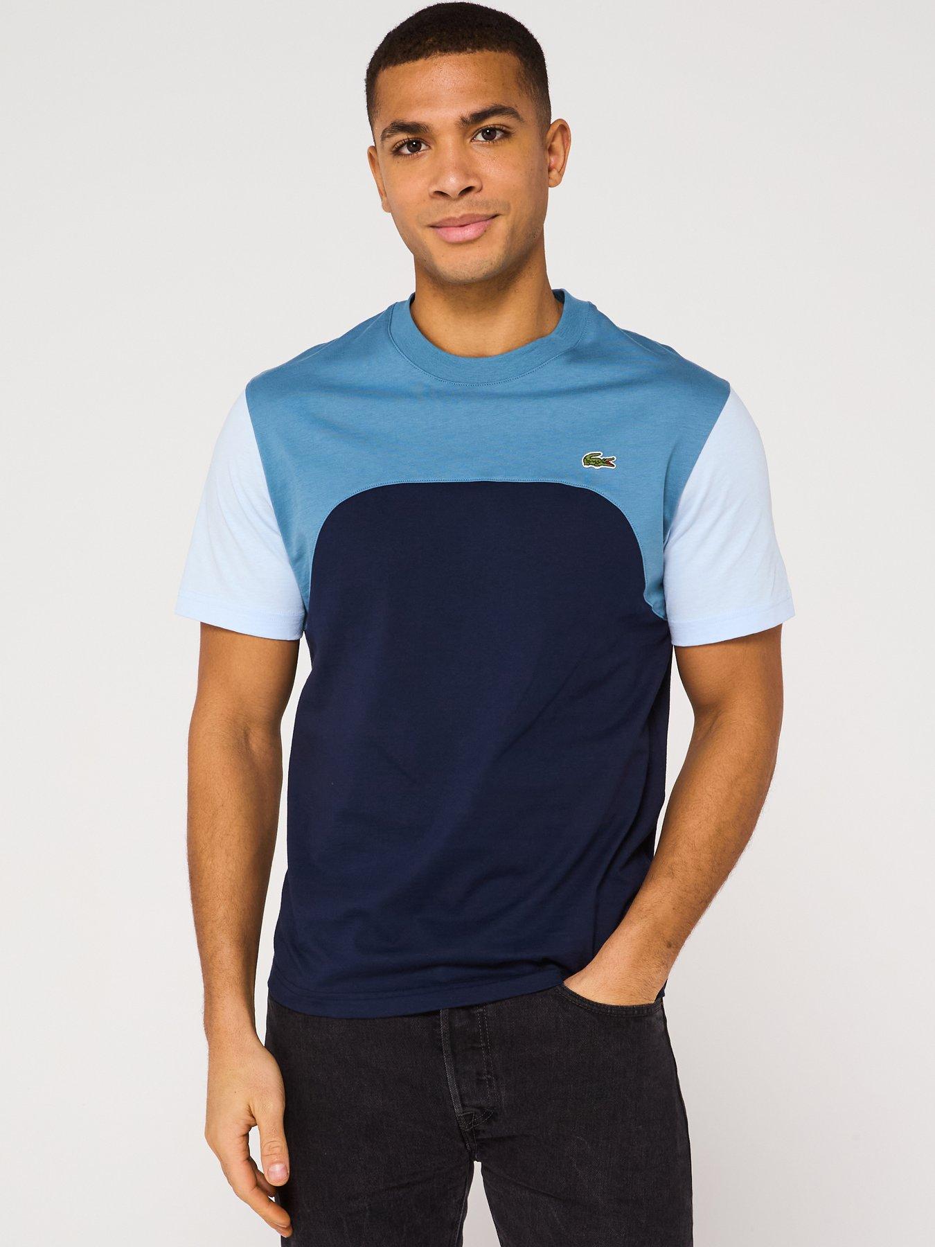 image of lacoste-classic-fit-jersey-colourblock-t-shirt-blue