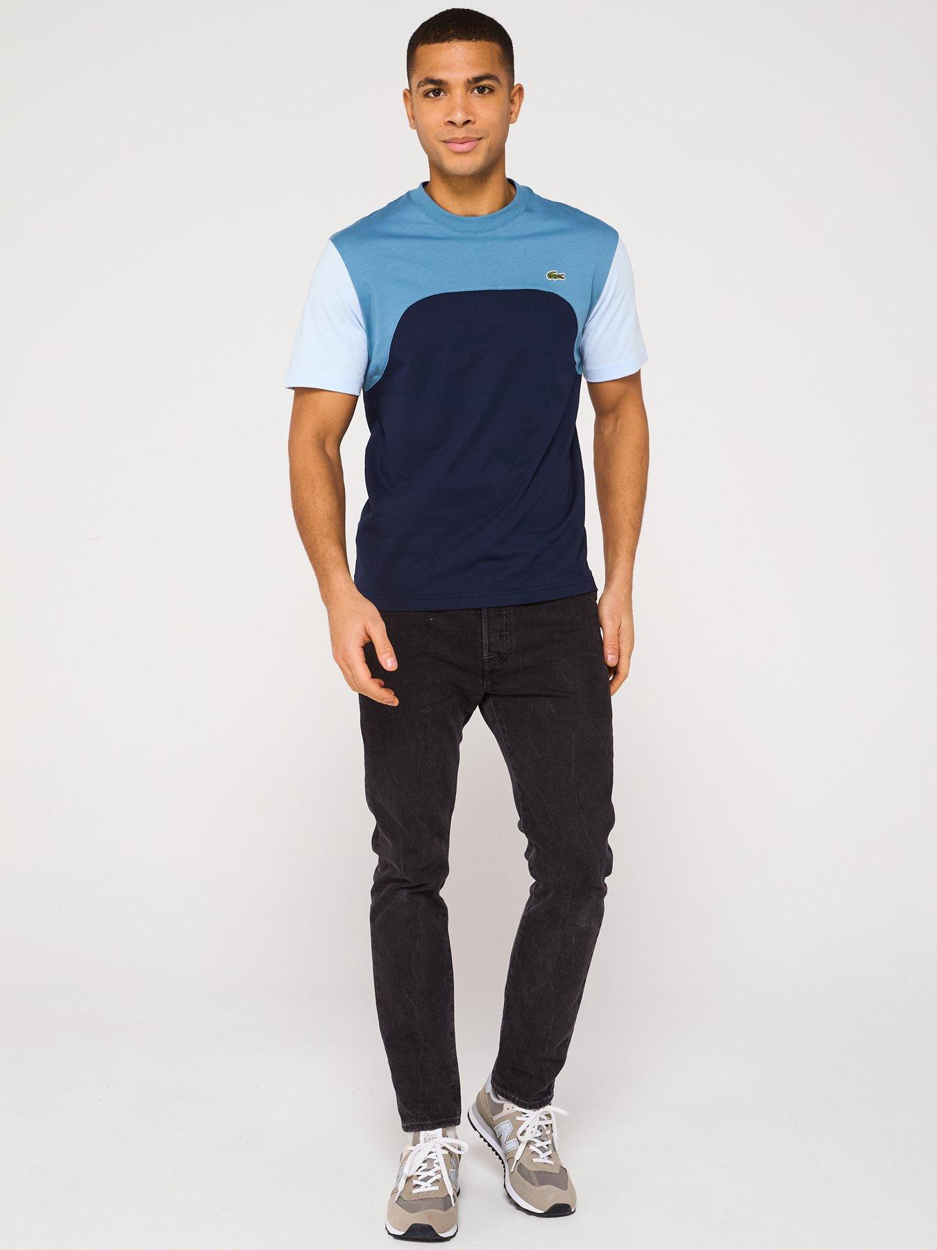  image of lacoste-classic-fit-jersey-colourblock-t-shirt-blue