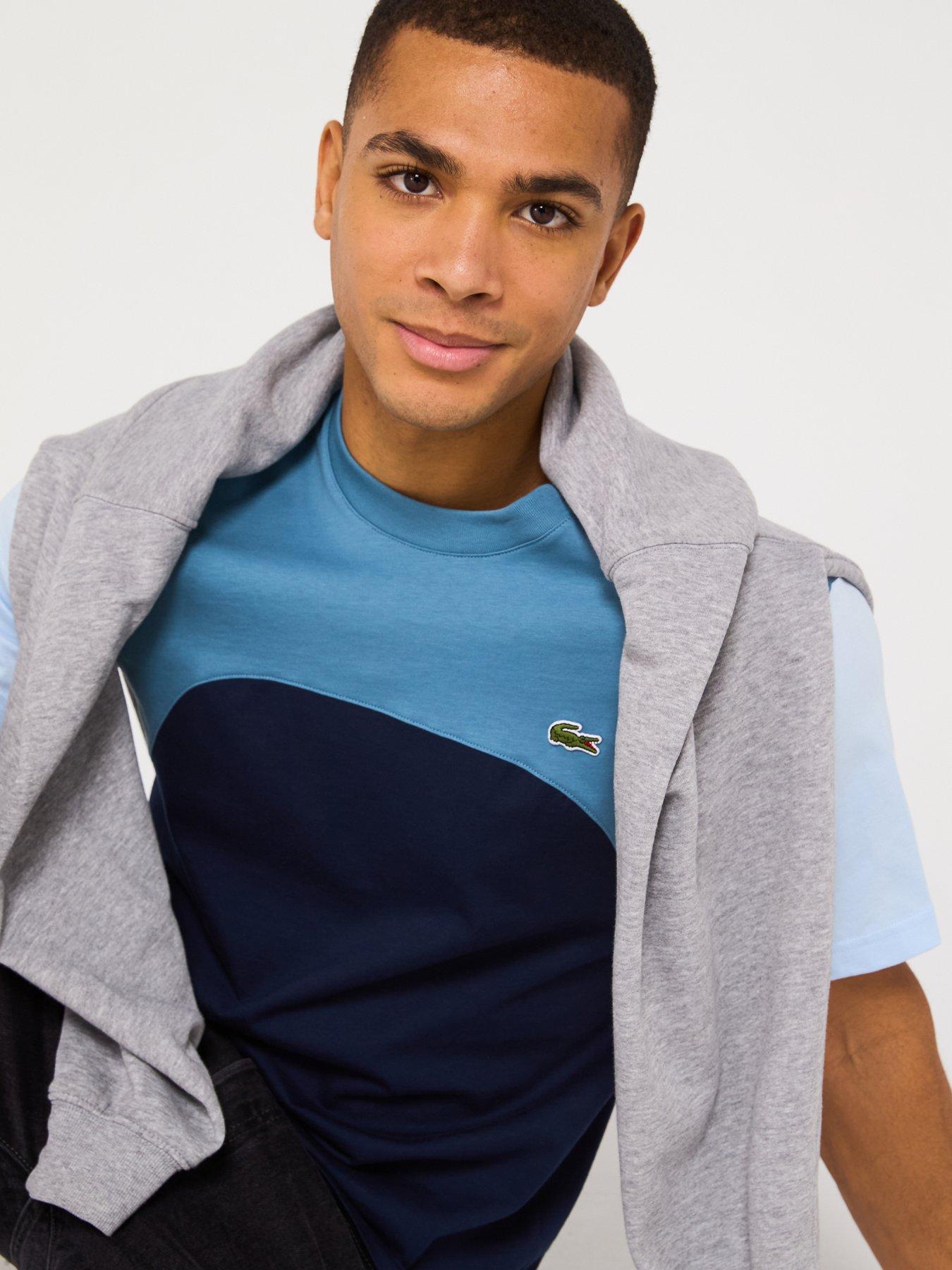  image of lacoste-classic-fit-jersey-colourblock-t-shirt-blue
