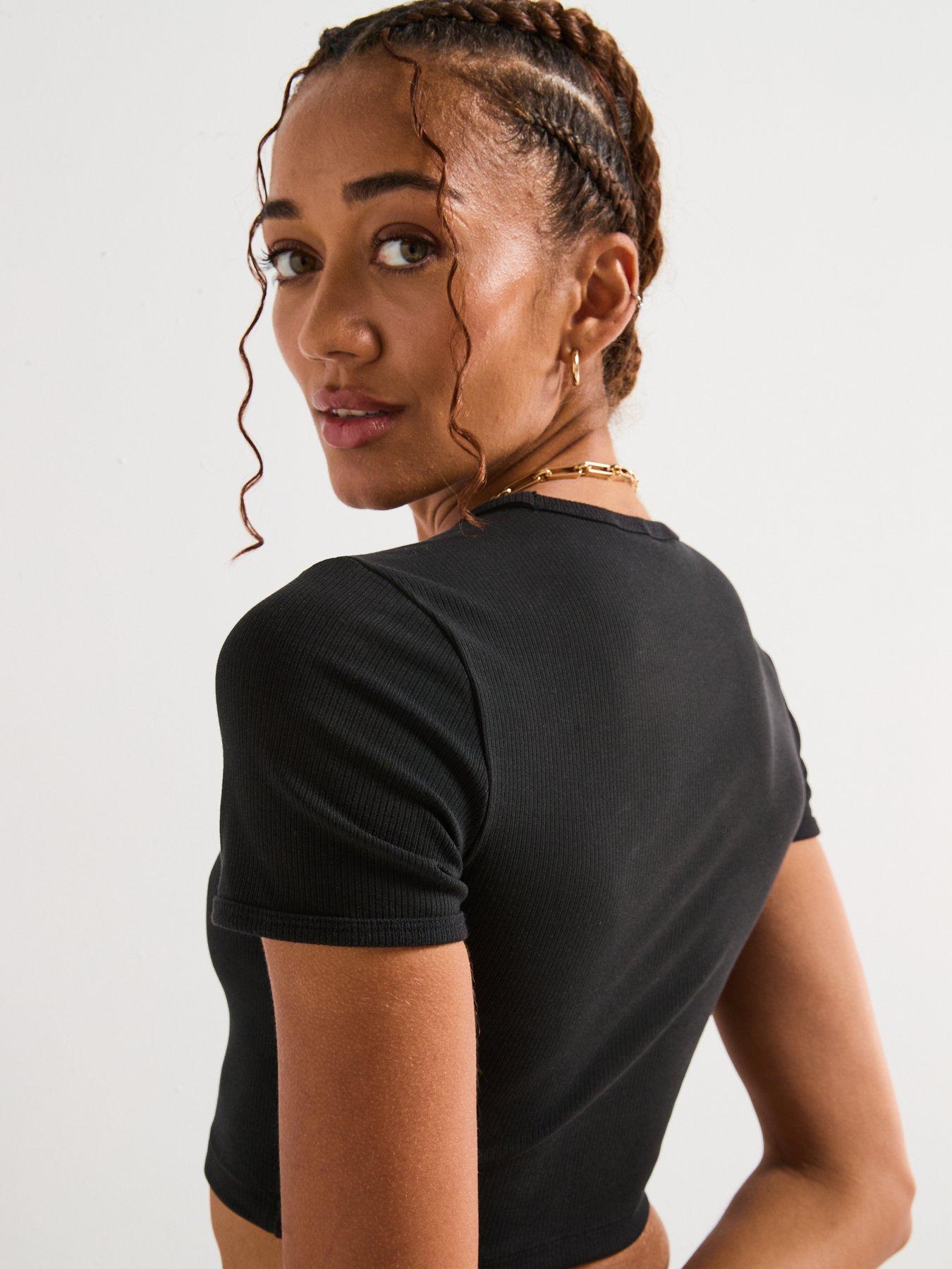  image of adidas-originals-womens-essentials-ribbed-t-shirt-black